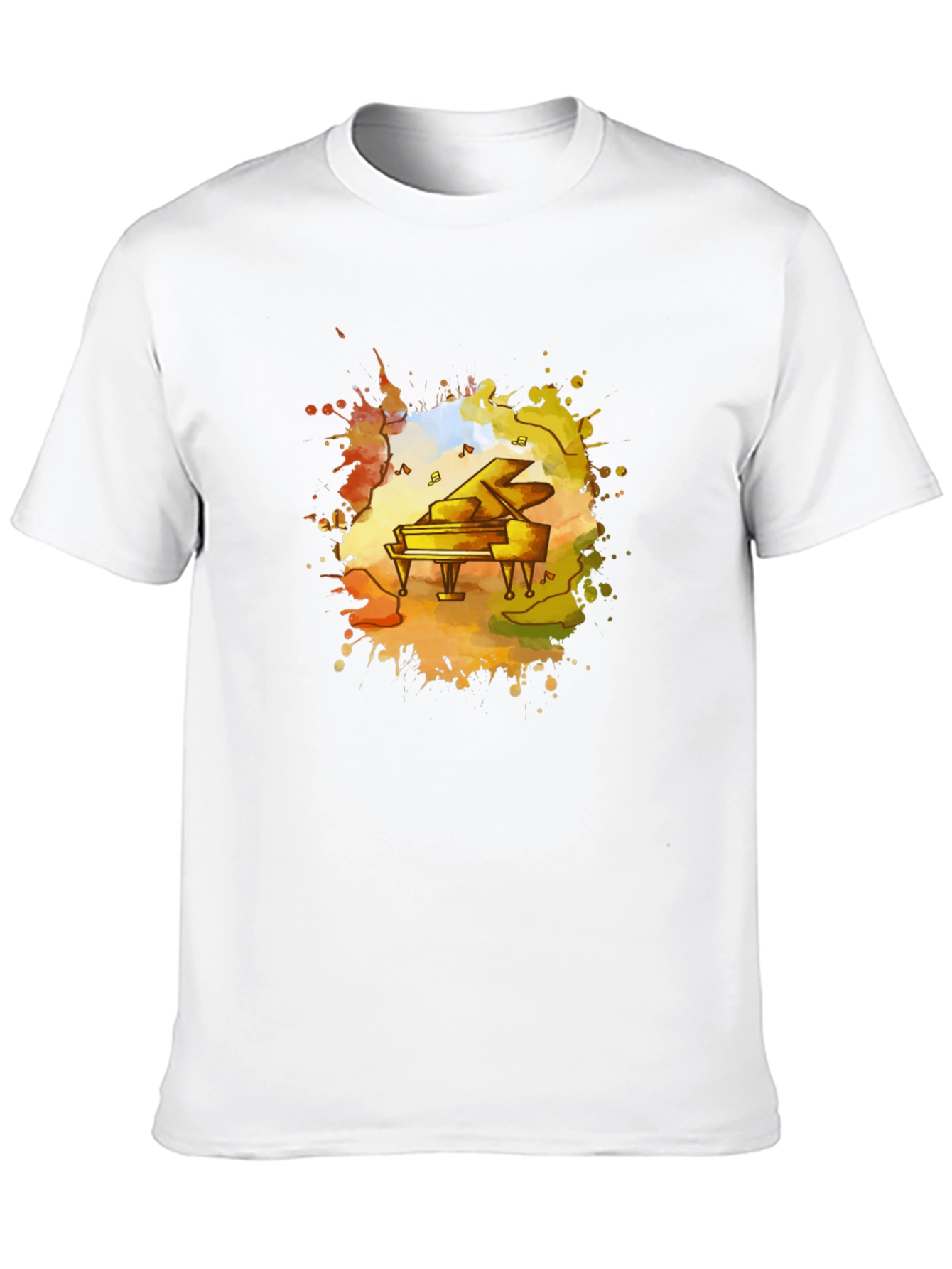 Piano Watercolor Black T-Shirt