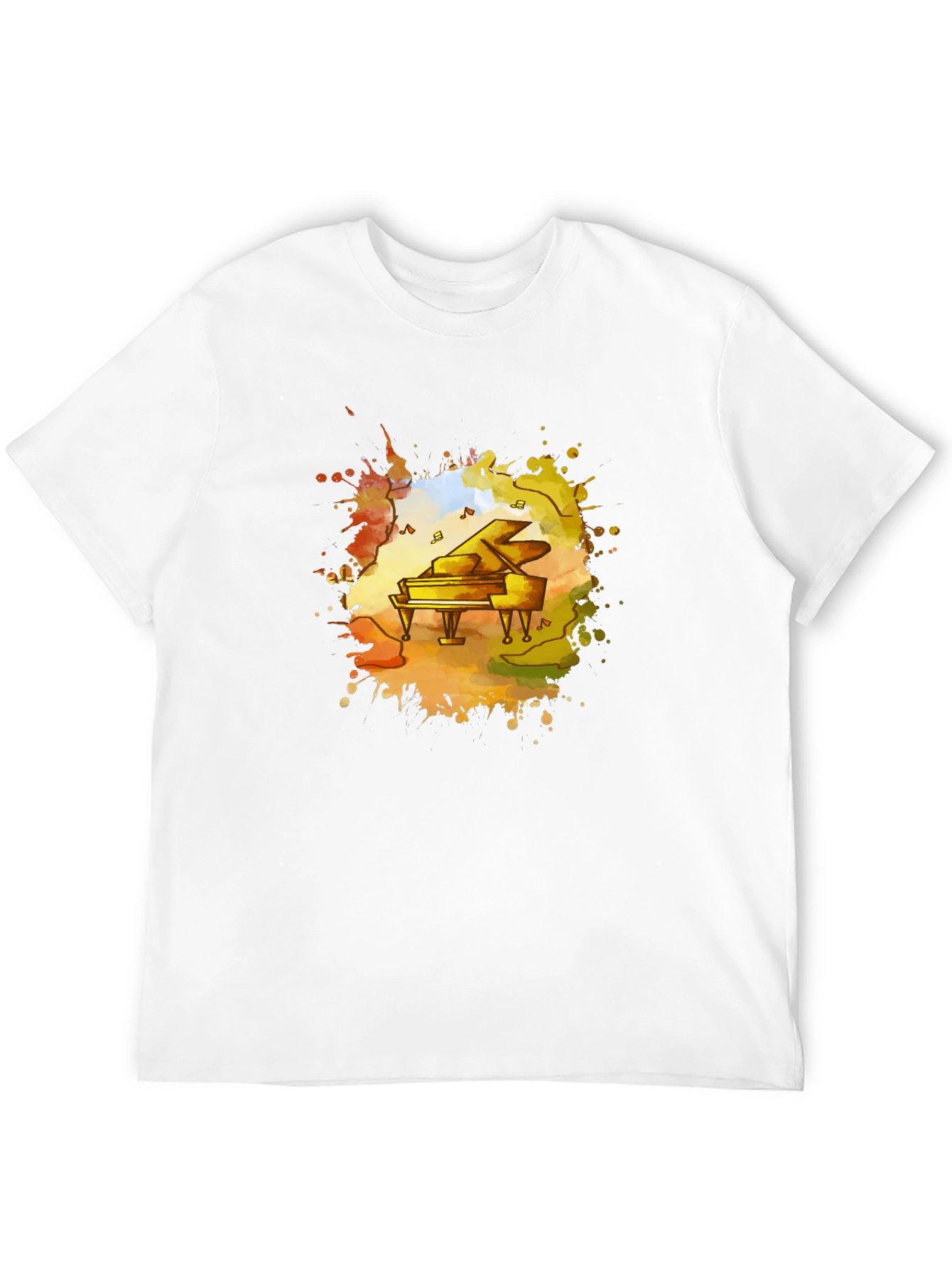 Piano Watercolor Black T-Shirt