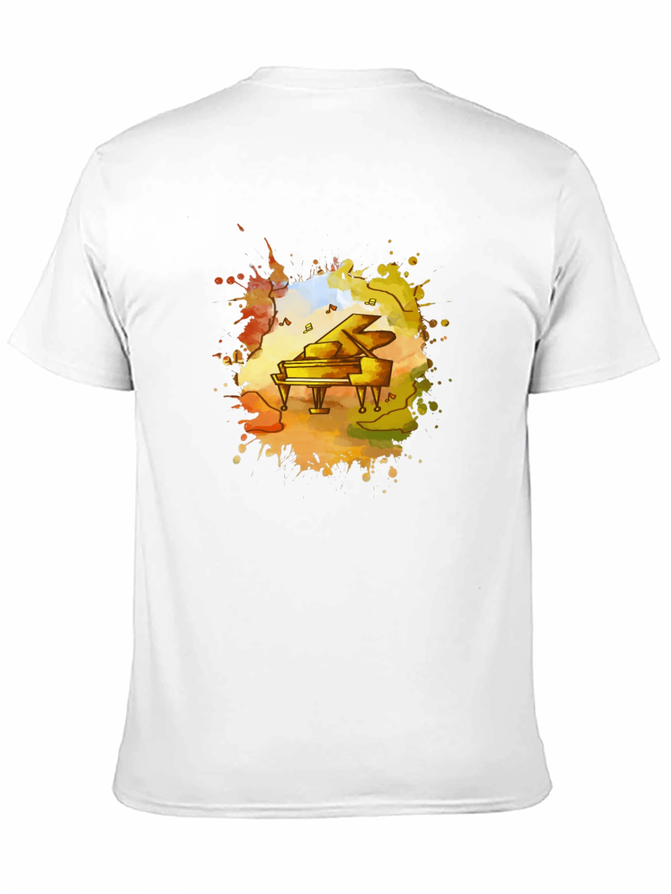 Piano Watercolor Black T-Shirt