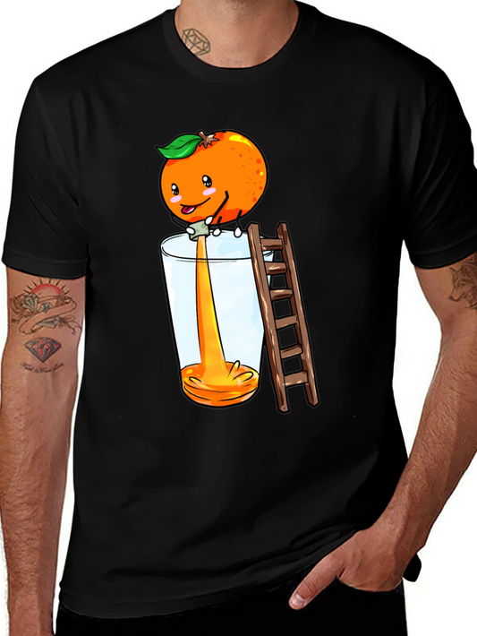 Orange Juice Cartoon Graphic Tee - Funny Unisex T-Shirt
