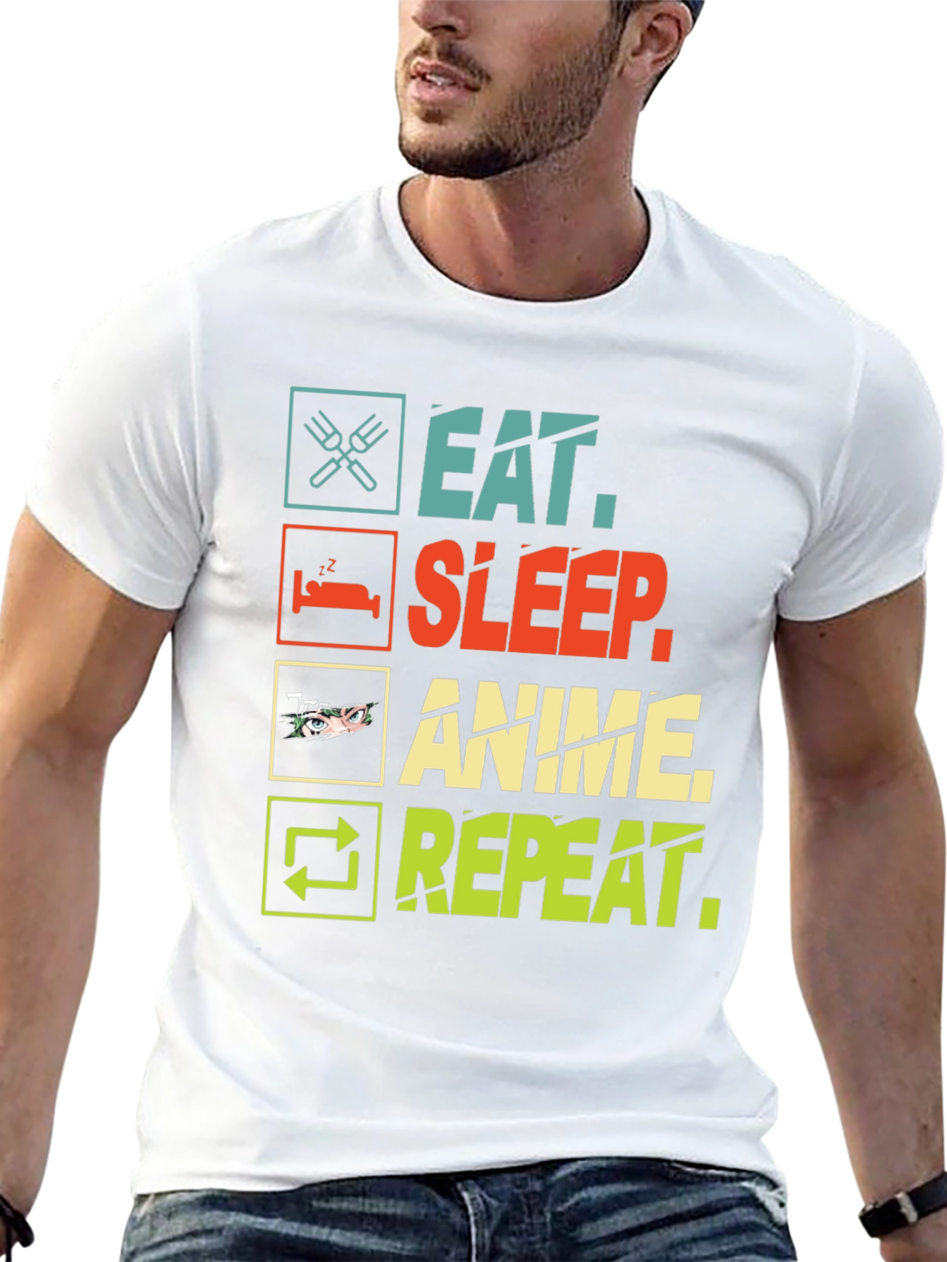 Eat Sleep Anime Repeat Black T-Shirt