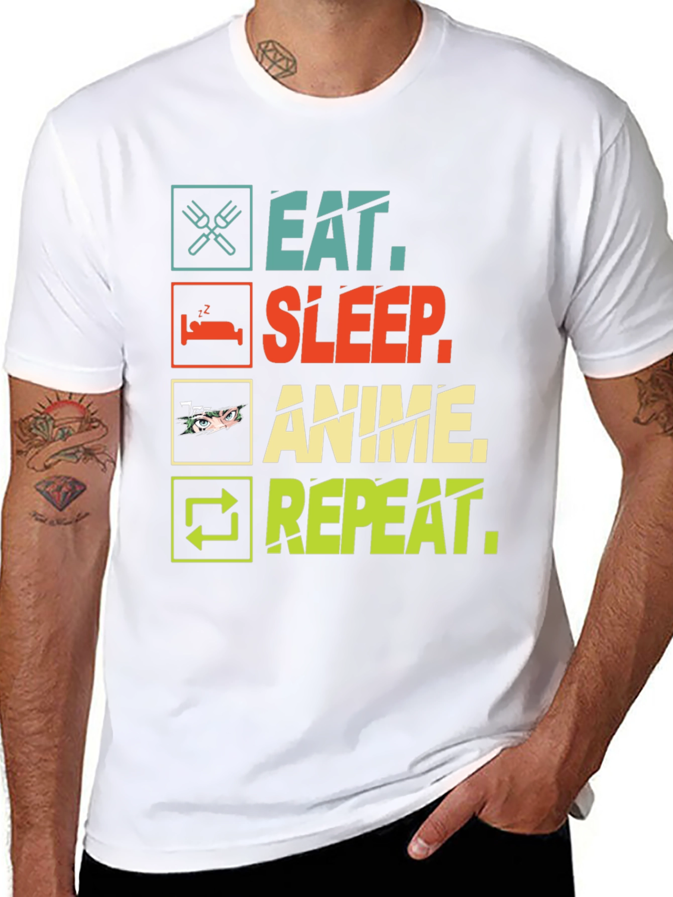 Eat Sleep Anime Repeat Black T-Shirt