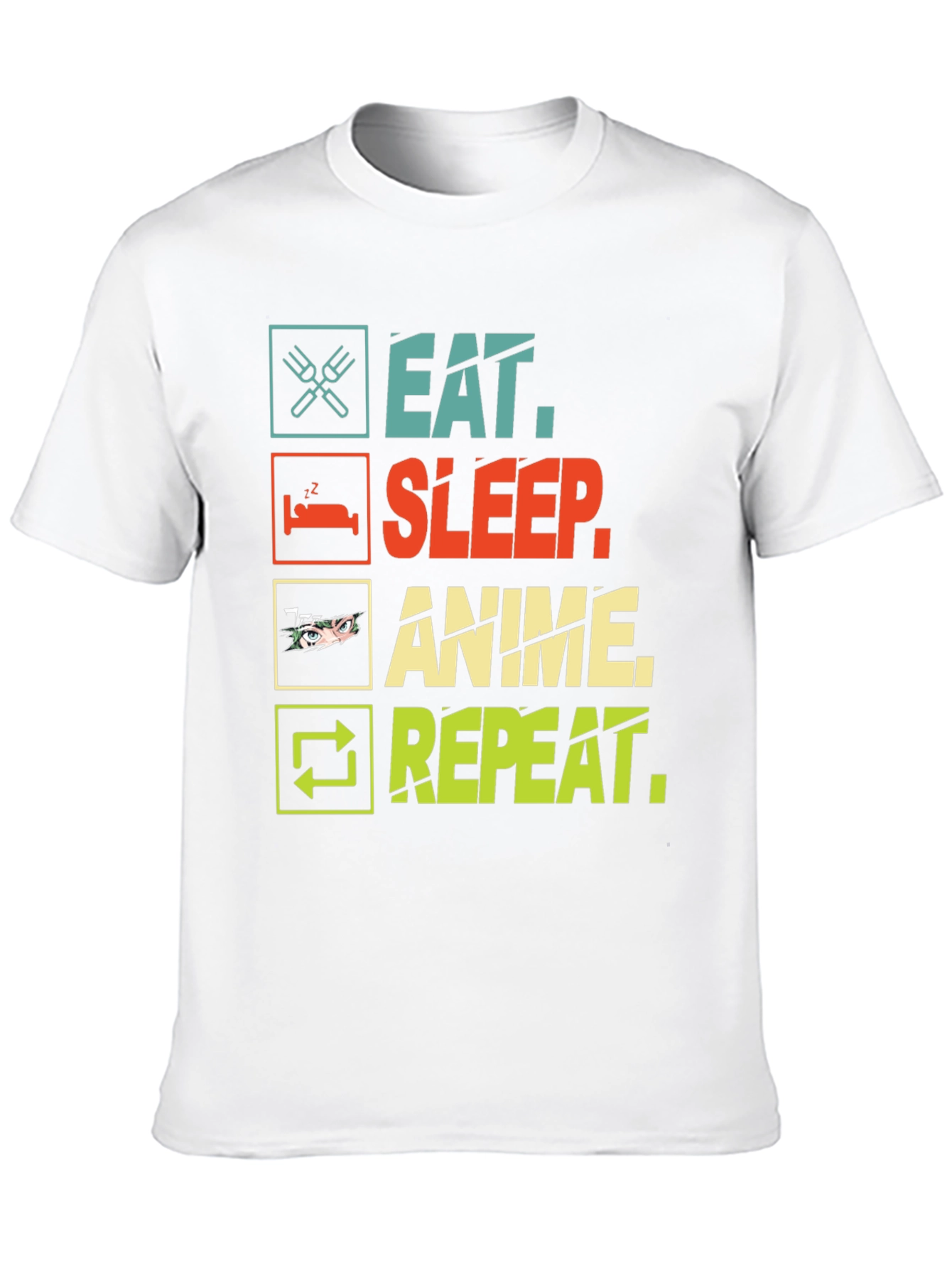 Eat Sleep Anime Repeat Black T-Shirt