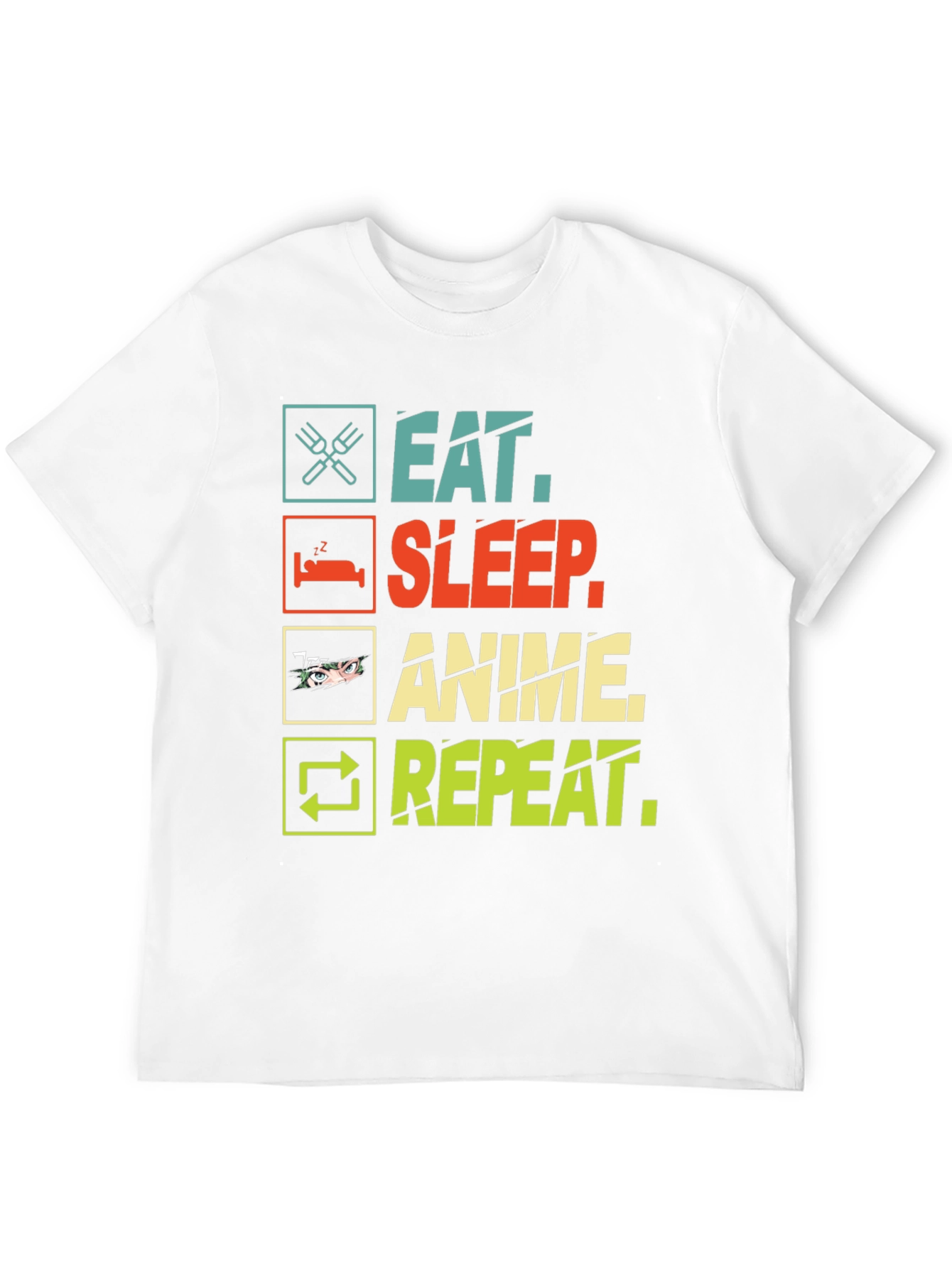 Eat Sleep Anime Repeat Black T-Shirt