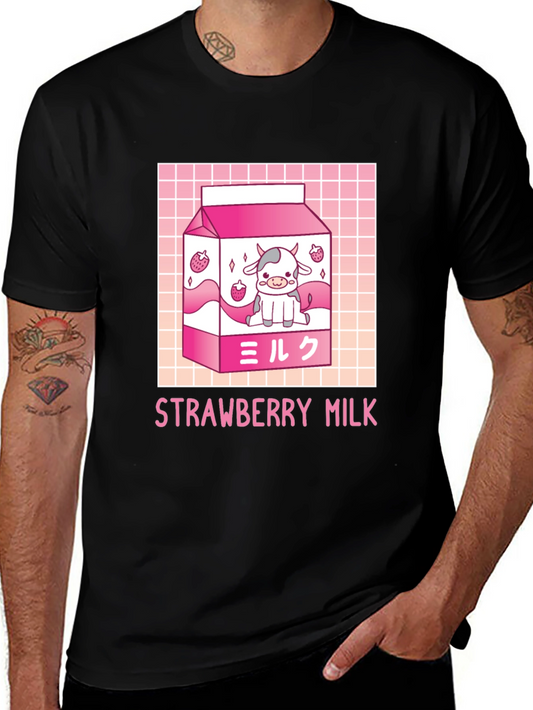 Kawaii Strawberry Milk Cow Graphic Tee