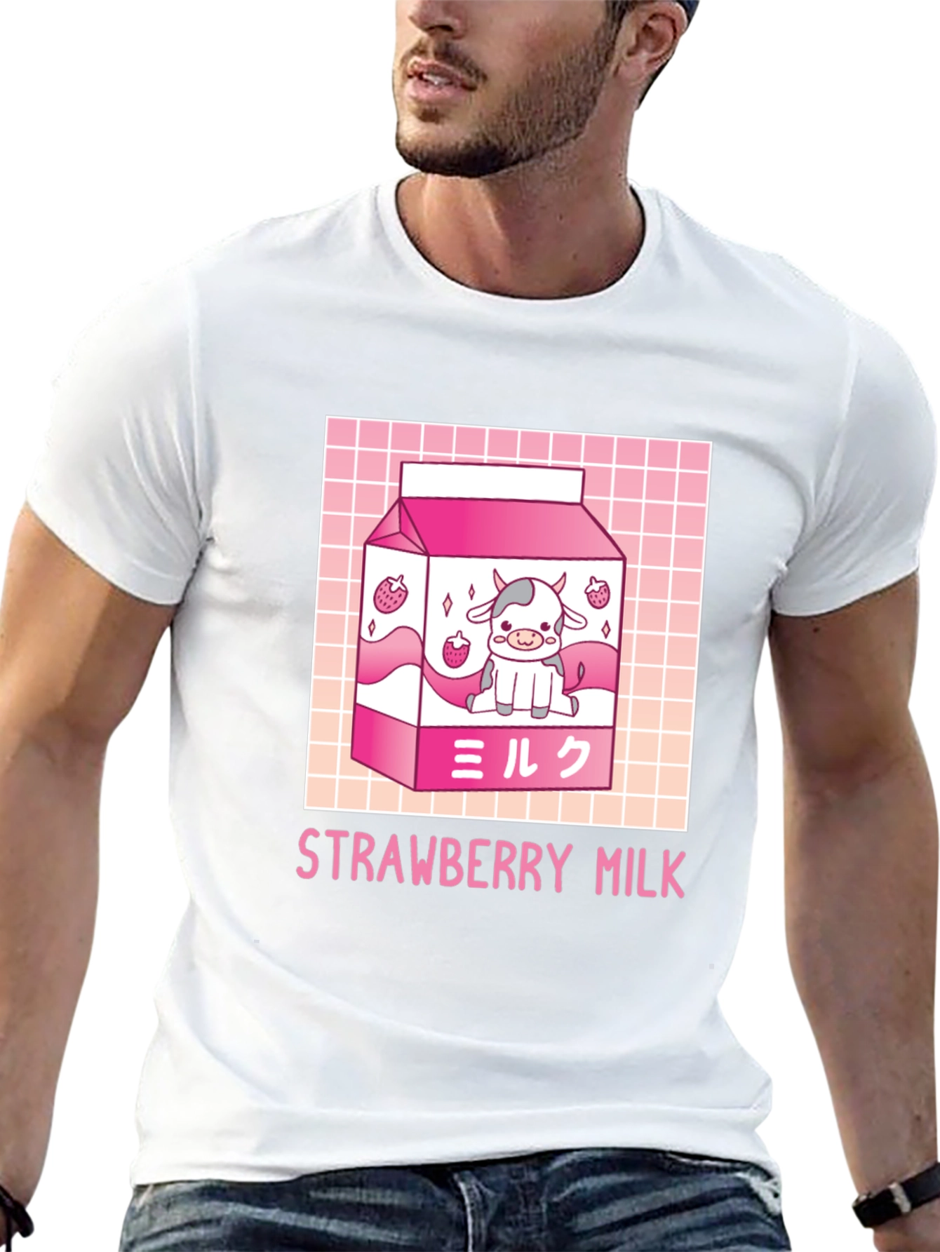 Kawaii Strawberry Milk Cow Graphic Tee