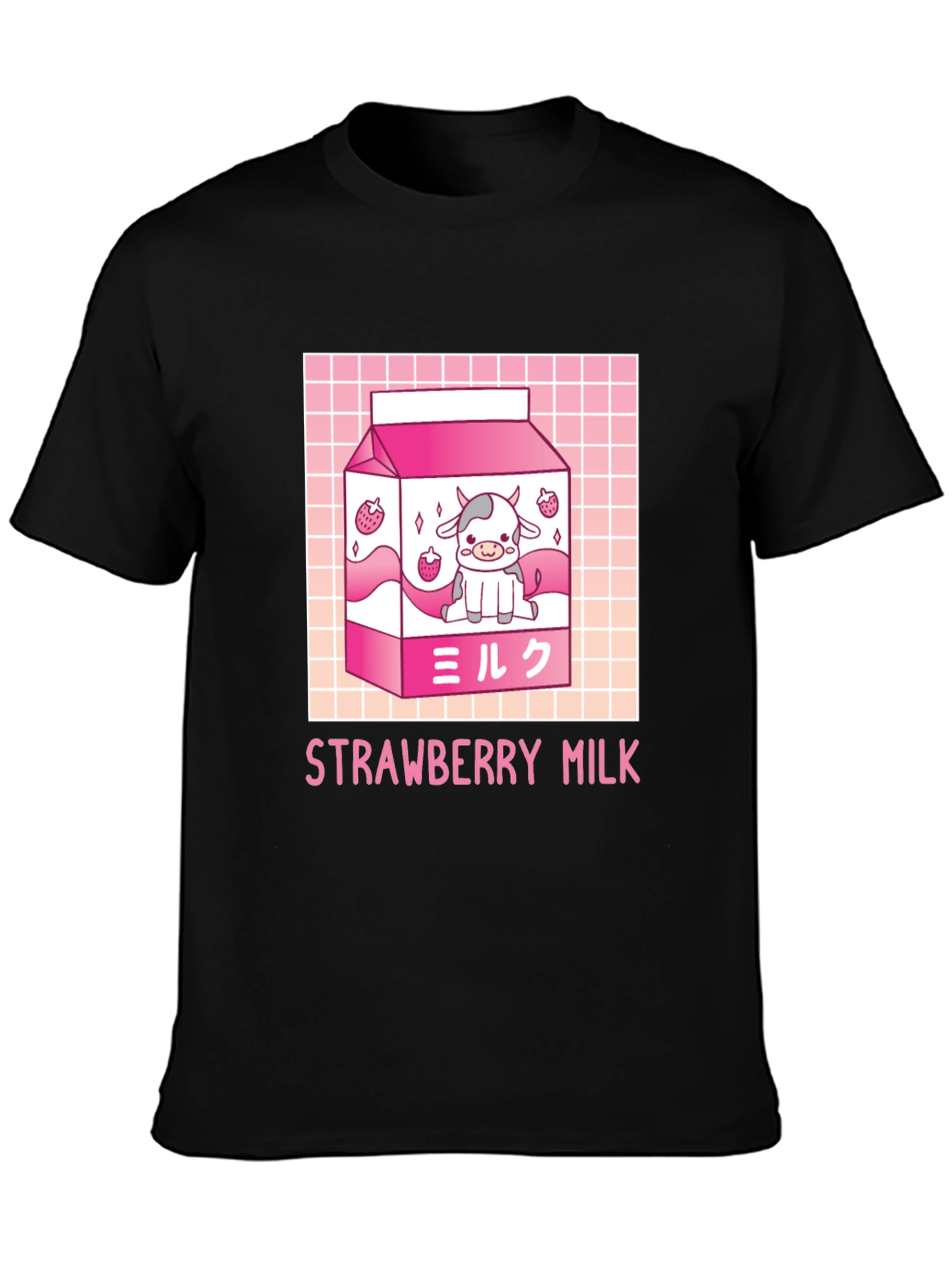 Kawaii Strawberry Milk Cow Graphic Tee