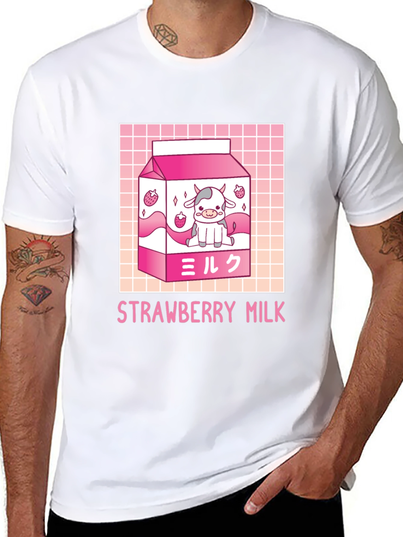 Kawaii Strawberry Milk Cow Graphic Tee