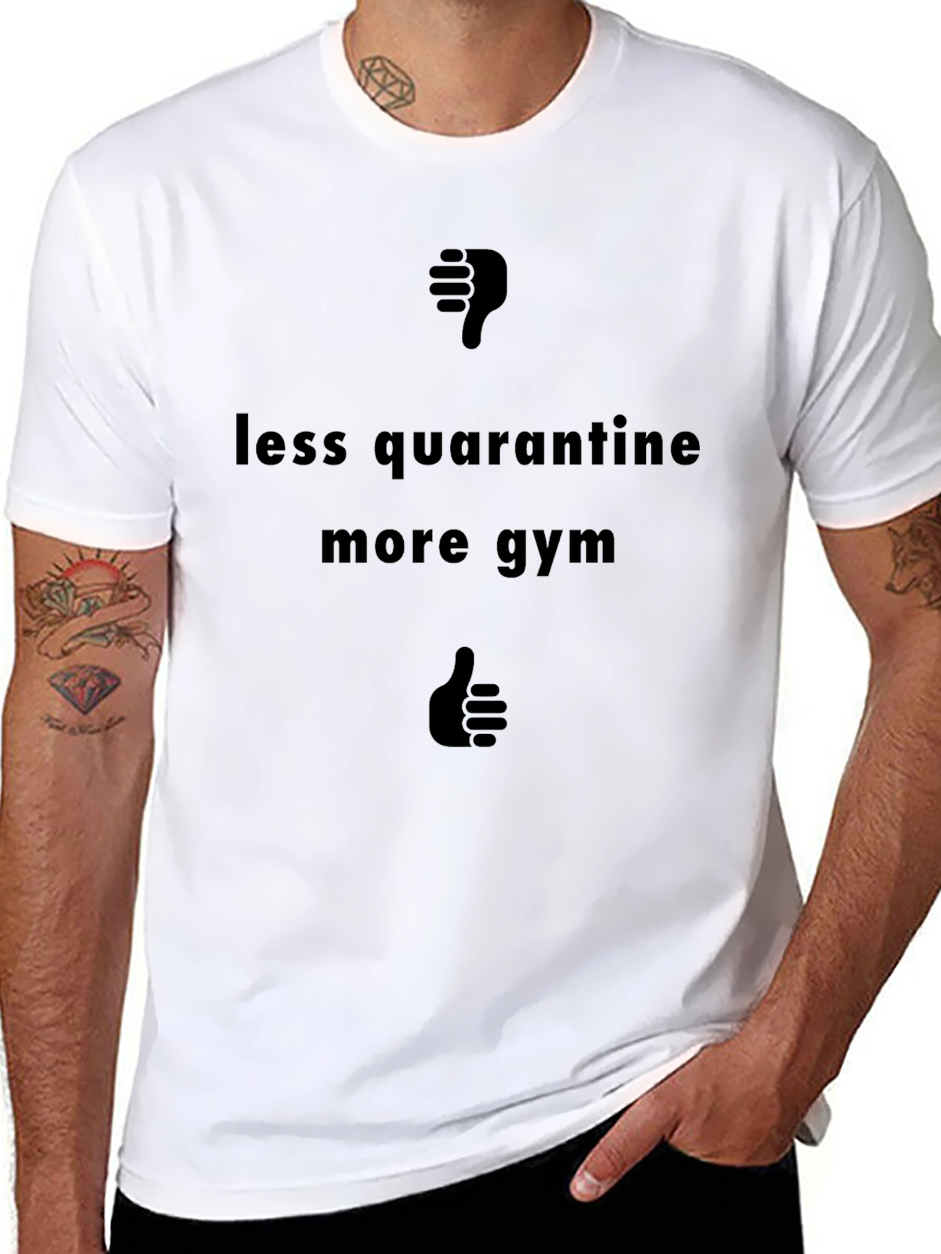 Less Quarantine More Gym Black Graphic Tee