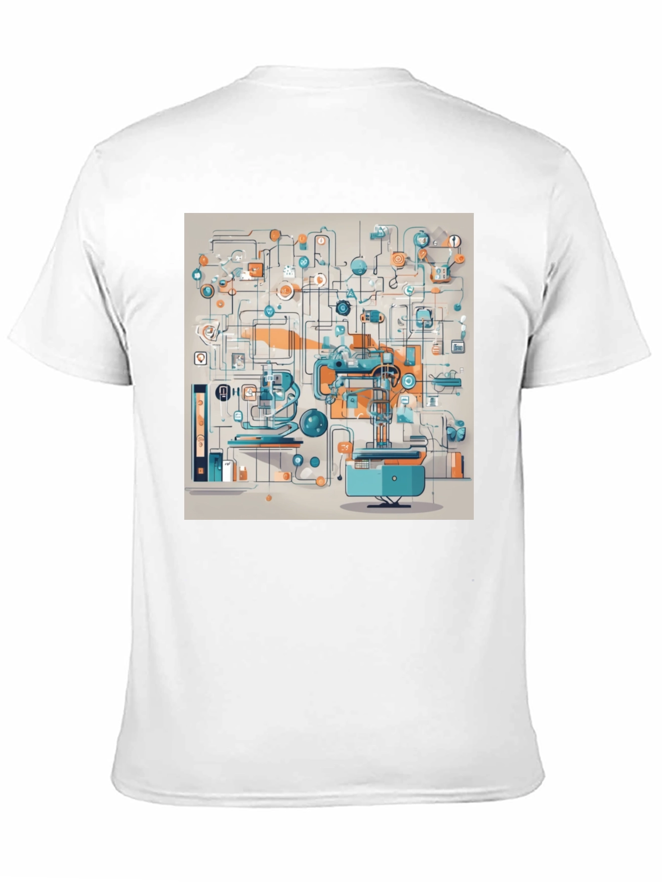 Abstract Machine Print Black T-Shirt
