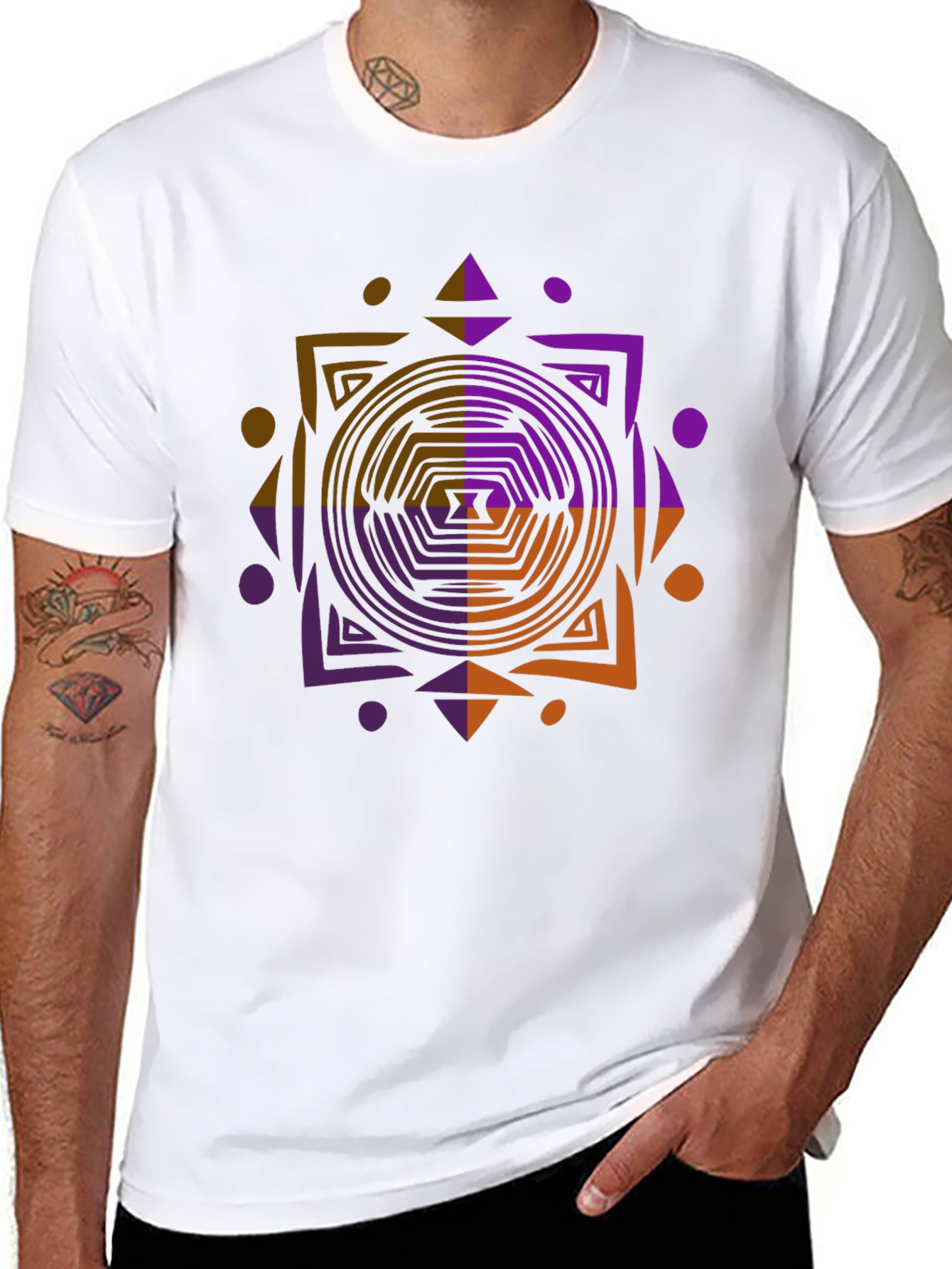 Geometric Graphic Print Tee - Modern Black T-Shirt