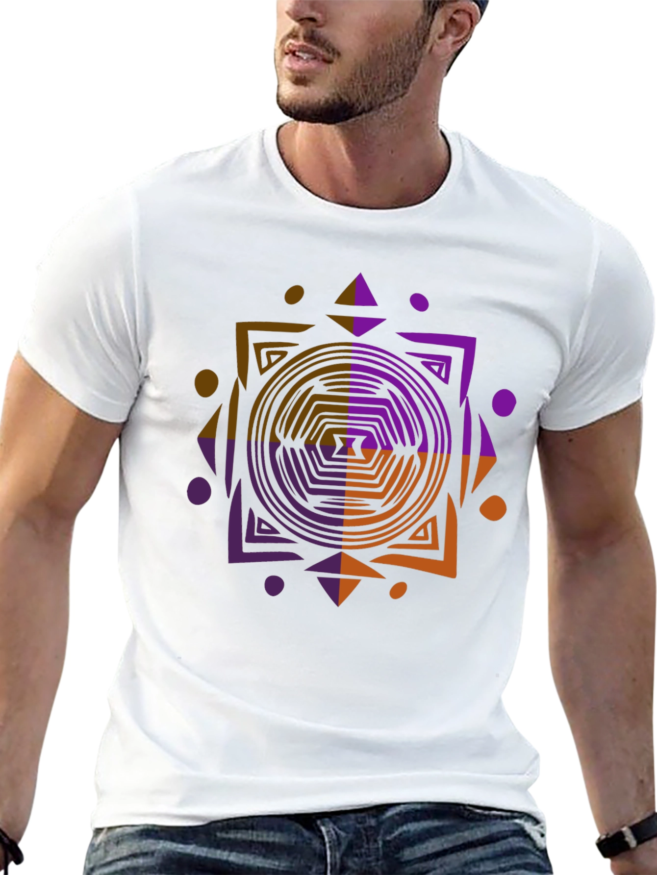 Geometric Graphic Print Tee - Modern Black T-Shirt