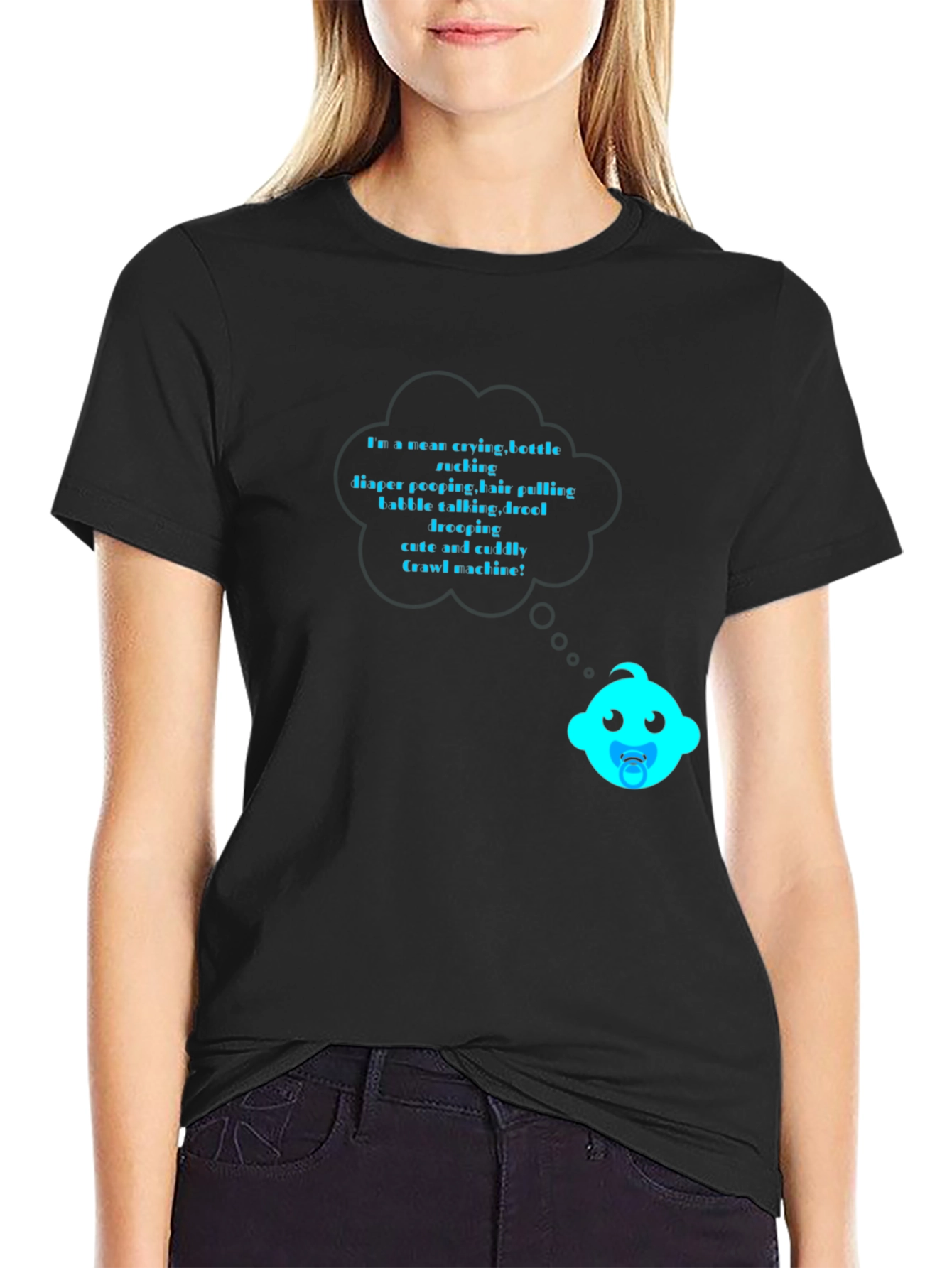 Funny Baby Crawl Machine Black T-Shirt