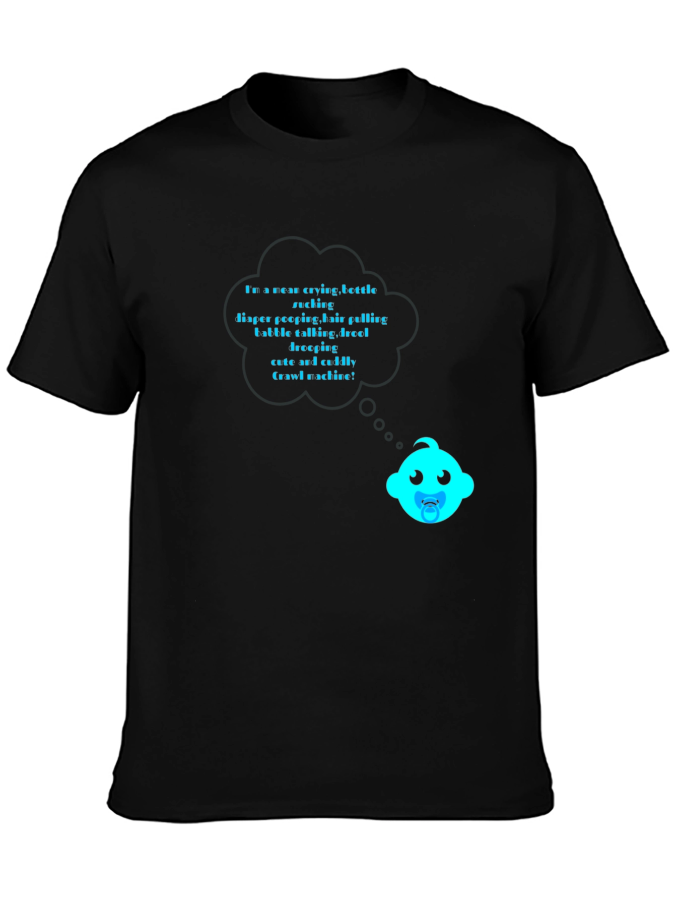 Funny Baby Crawl Machine Black T-Shirt