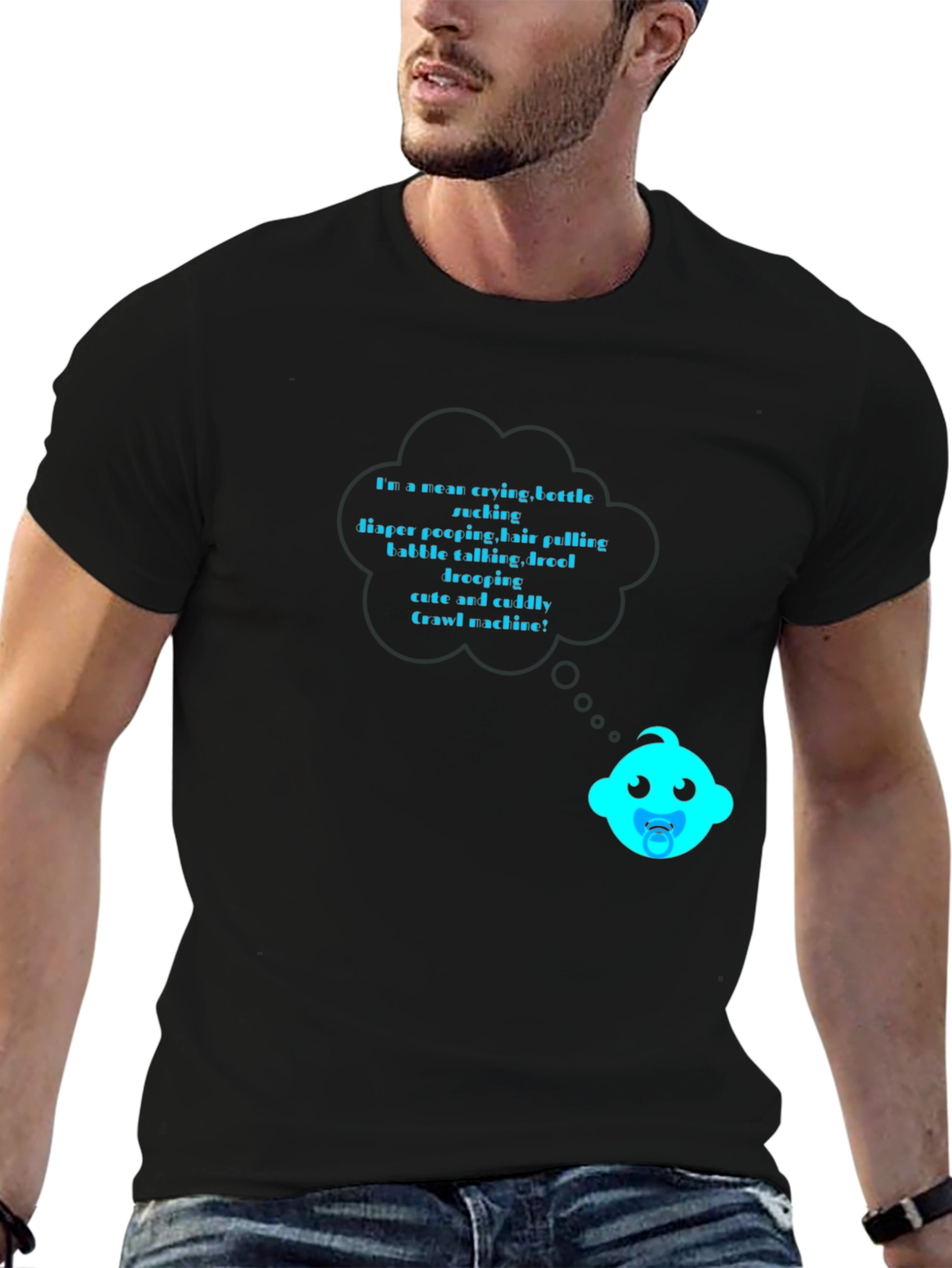 Funny Baby Crawl Machine Black T-Shirt