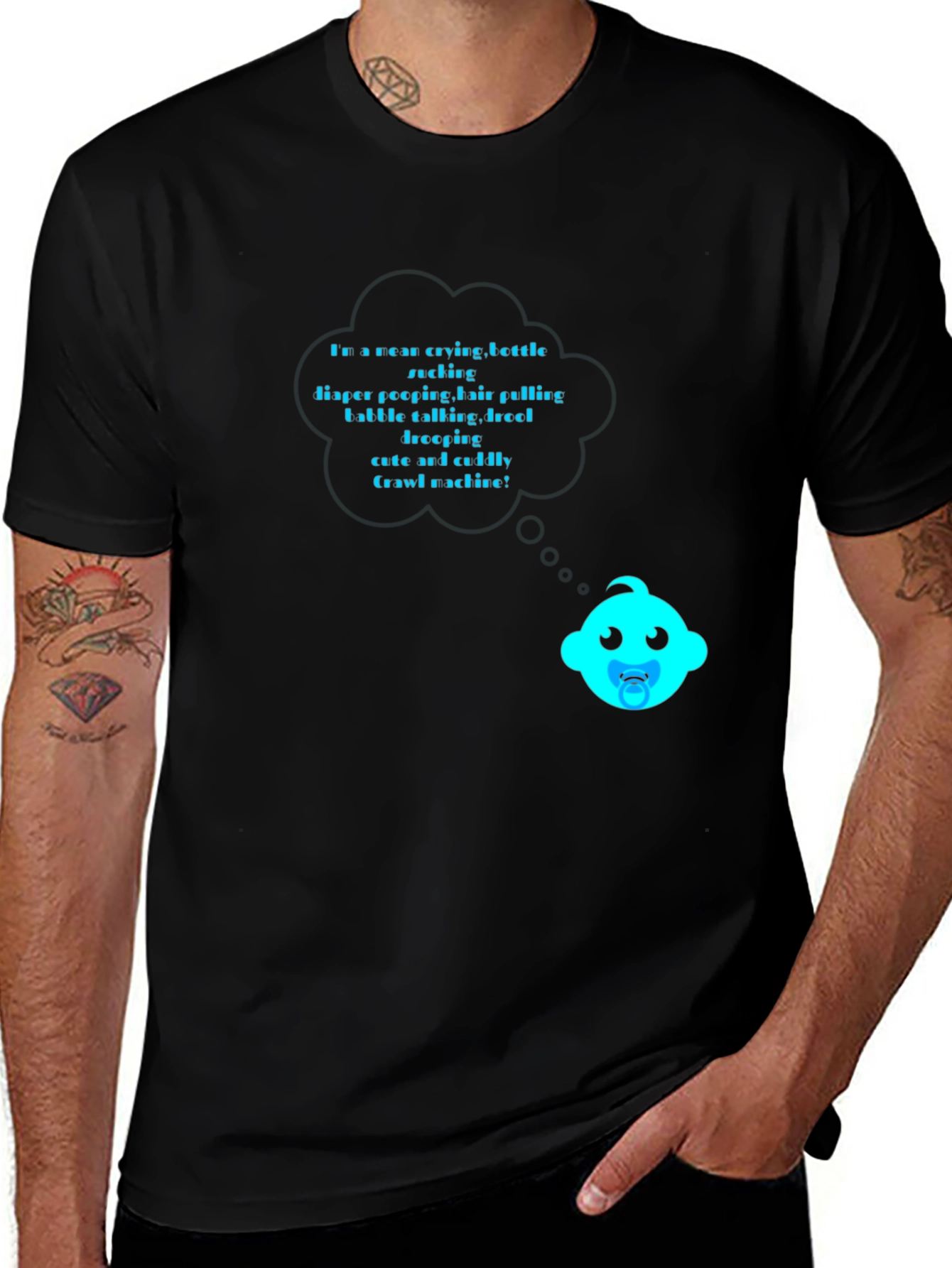 Funny Baby Crawl Machine Black T-Shirt