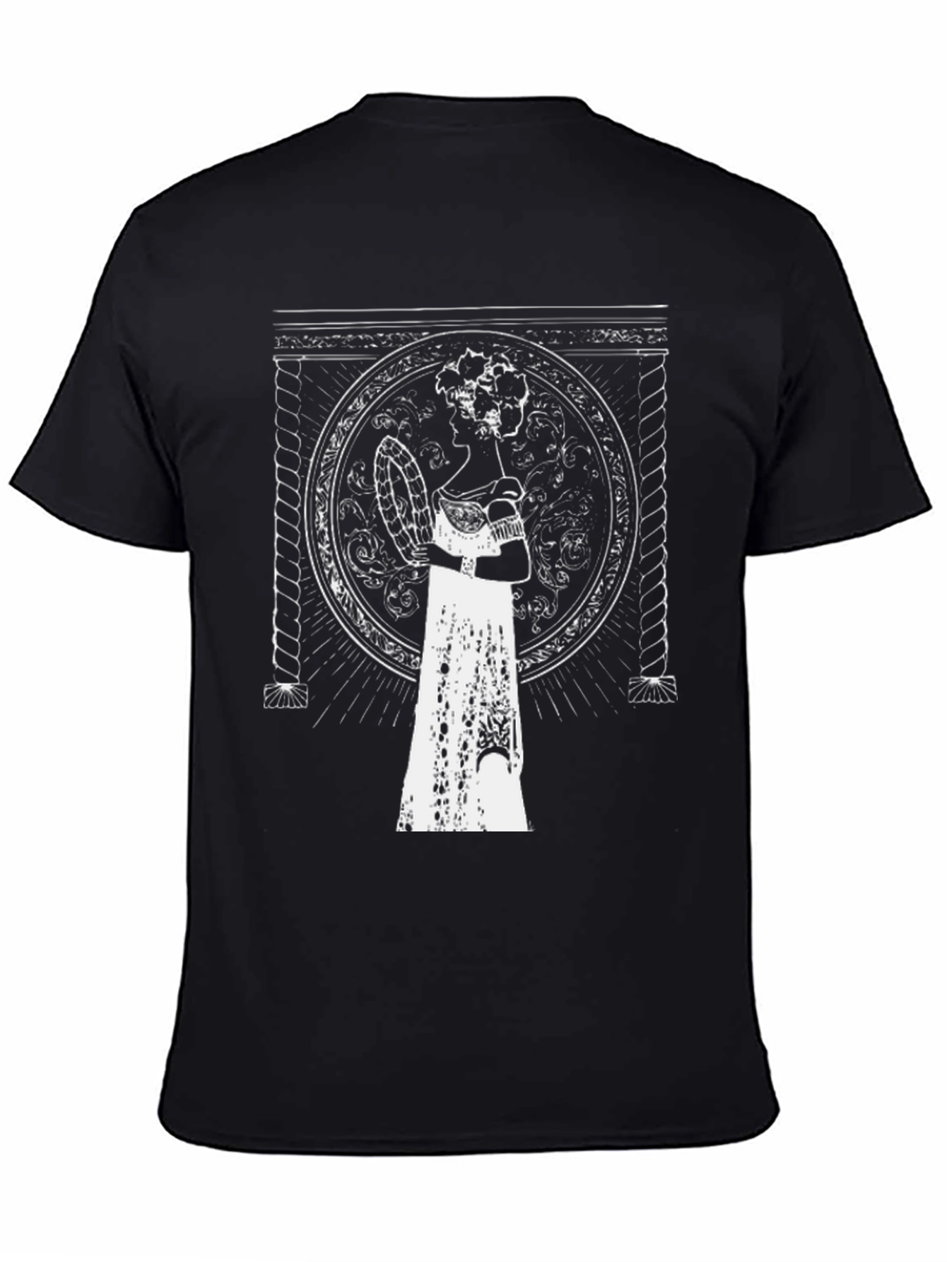 Elegant Portrait Tee - Black Graphic T-Shirt