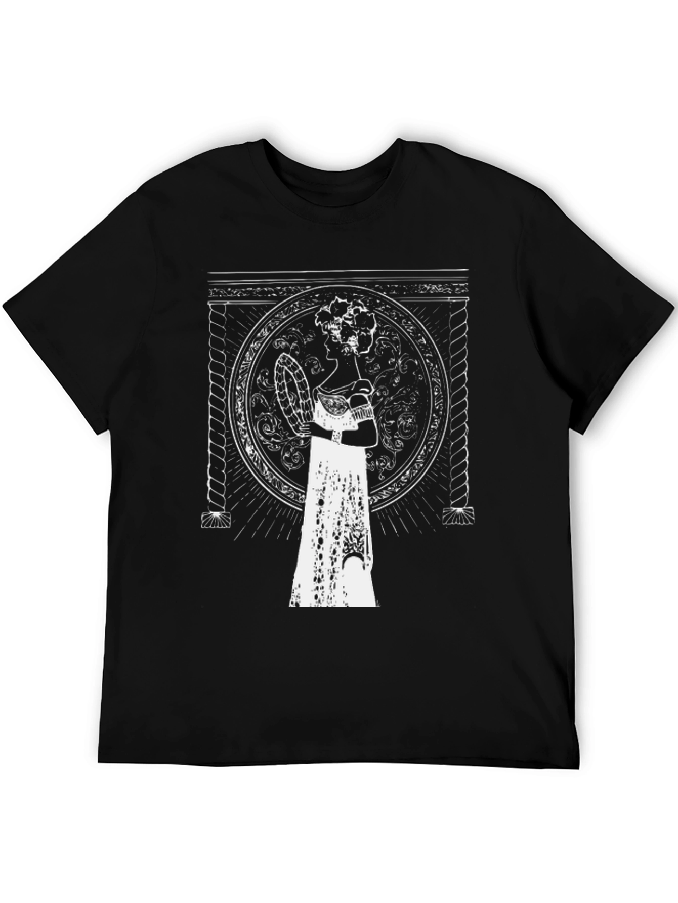 Elegant Portrait Tee - Black Graphic T-Shirt