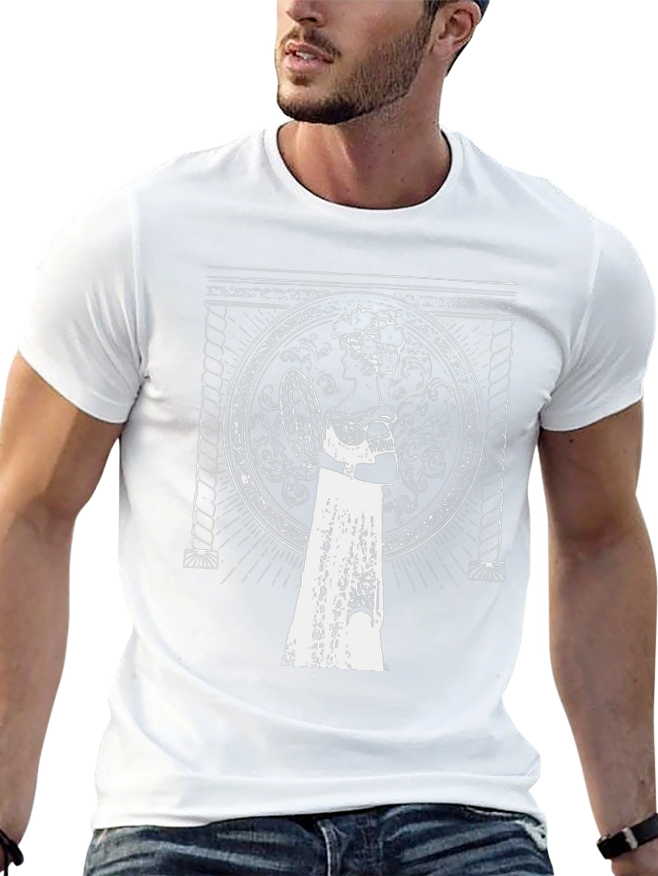 Elegant Portrait Tee - Black Graphic T-Shirt
