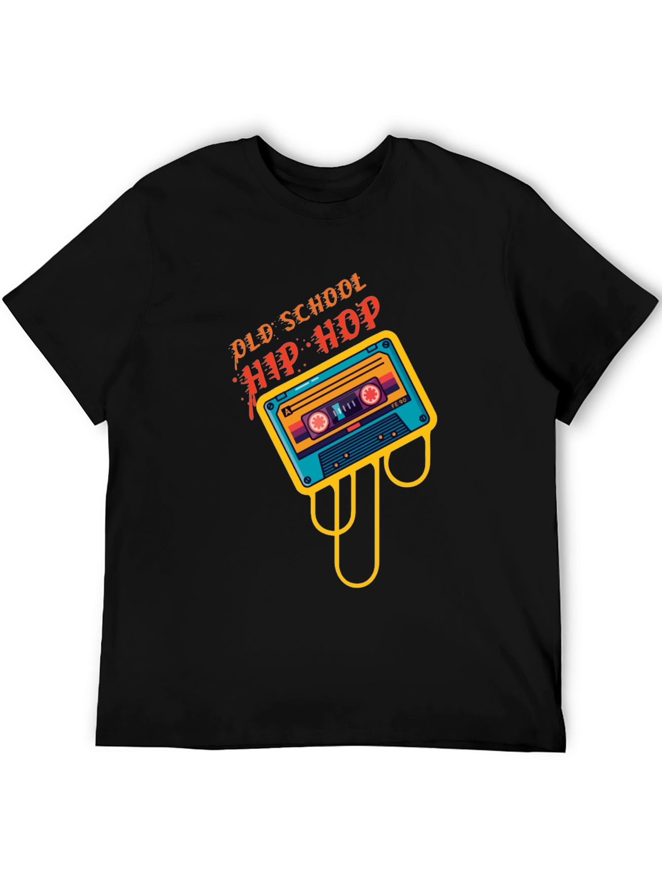 Old School Hip Hop Cassette Graphic Tee - Black