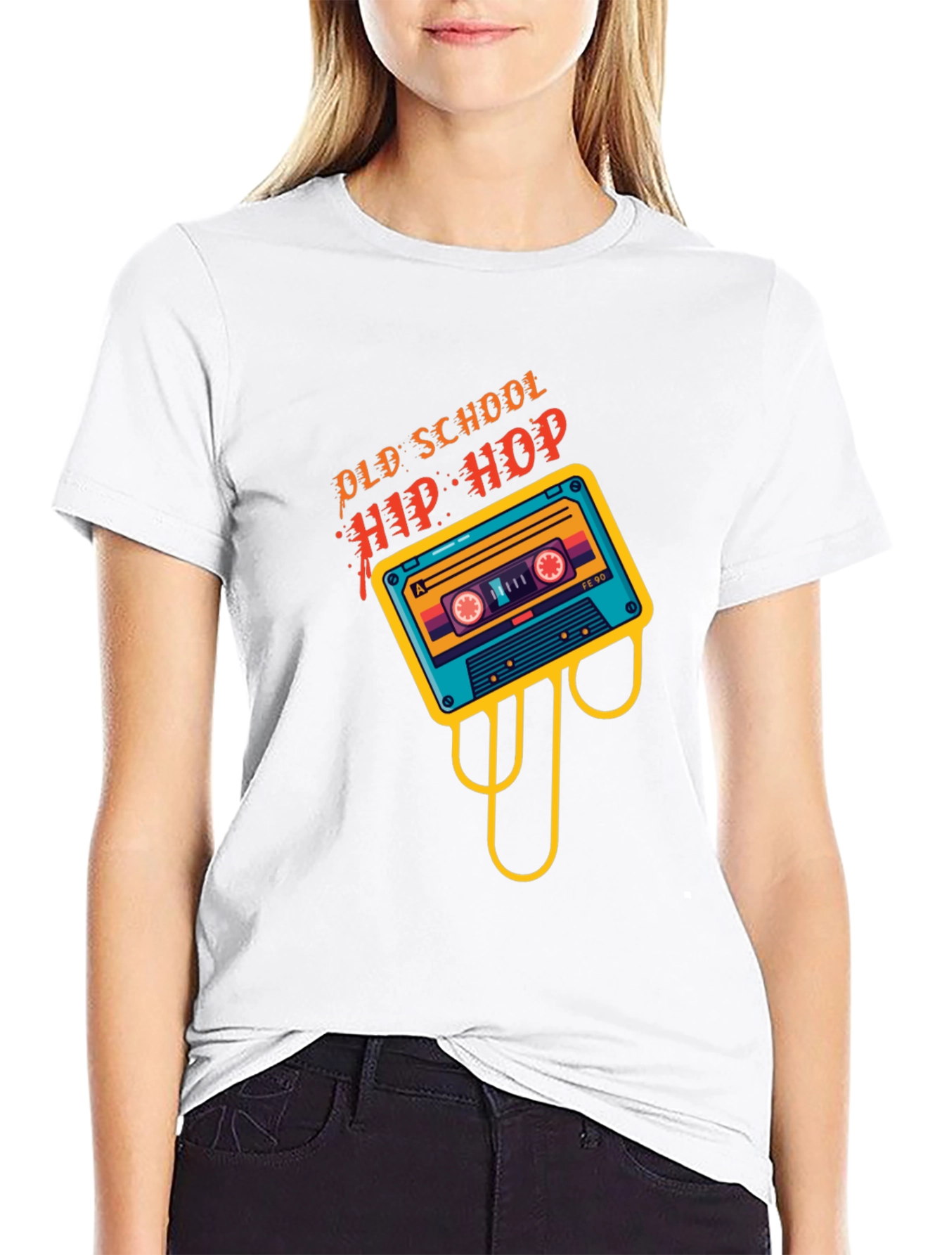 Old School Hip Hop Cassette Graphic Tee - Black