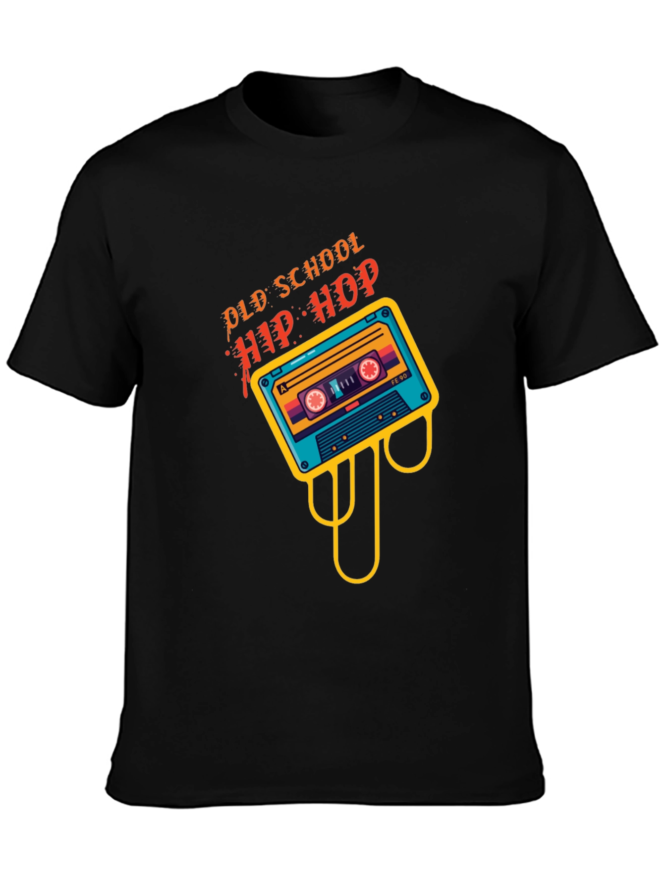 Old School Hip Hop Cassette Graphic Tee - Black