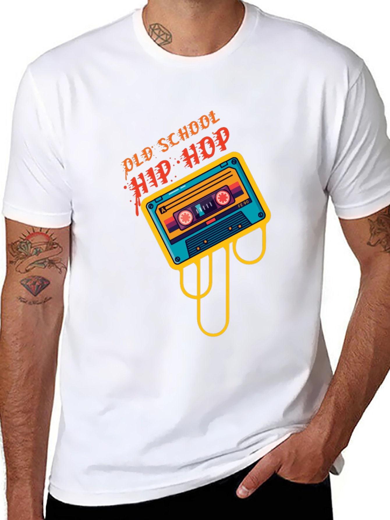 Old School Hip Hop Cassette Graphic Tee - Black