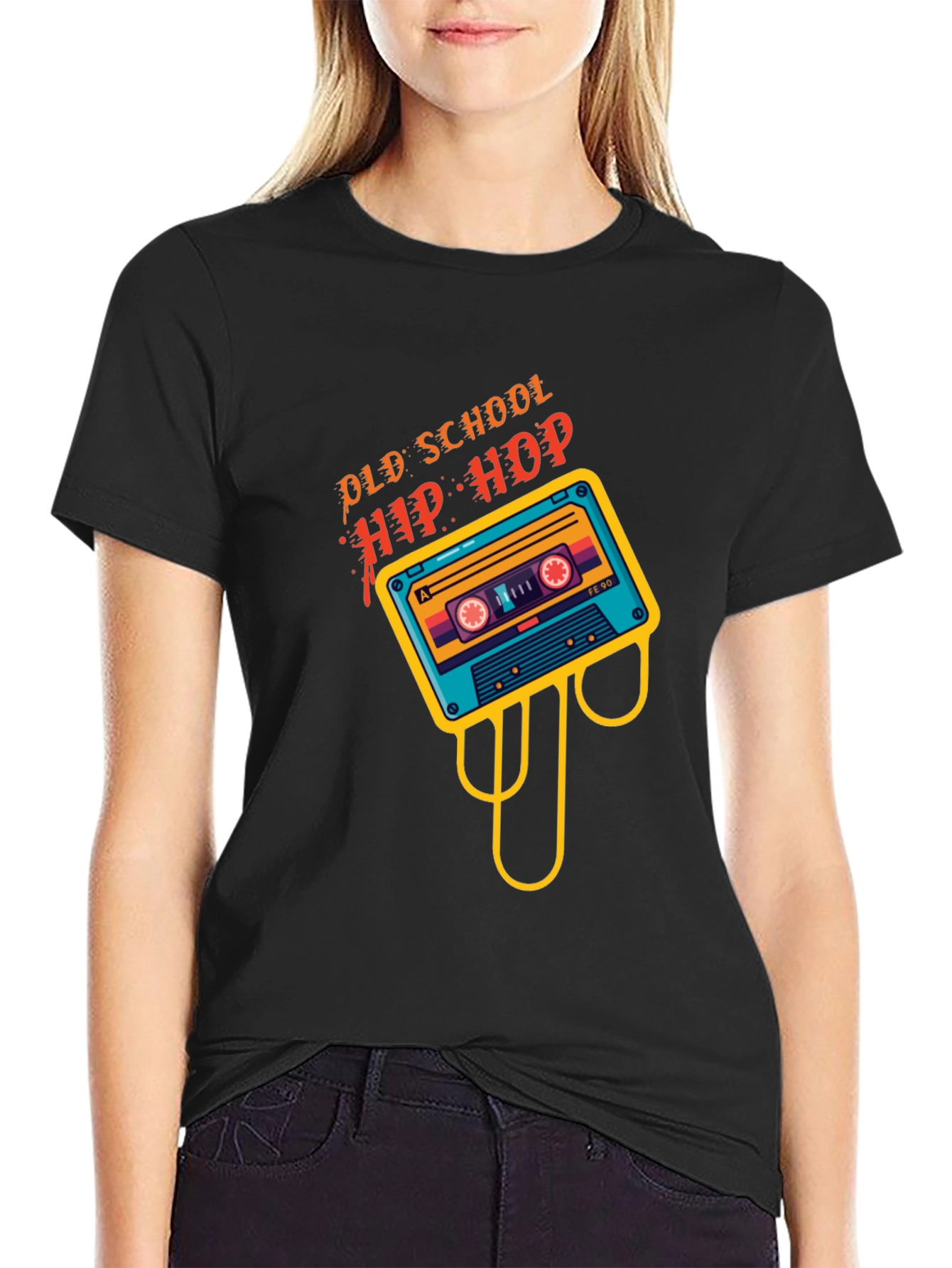 Old School Hip Hop Cassette Graphic Tee - Black