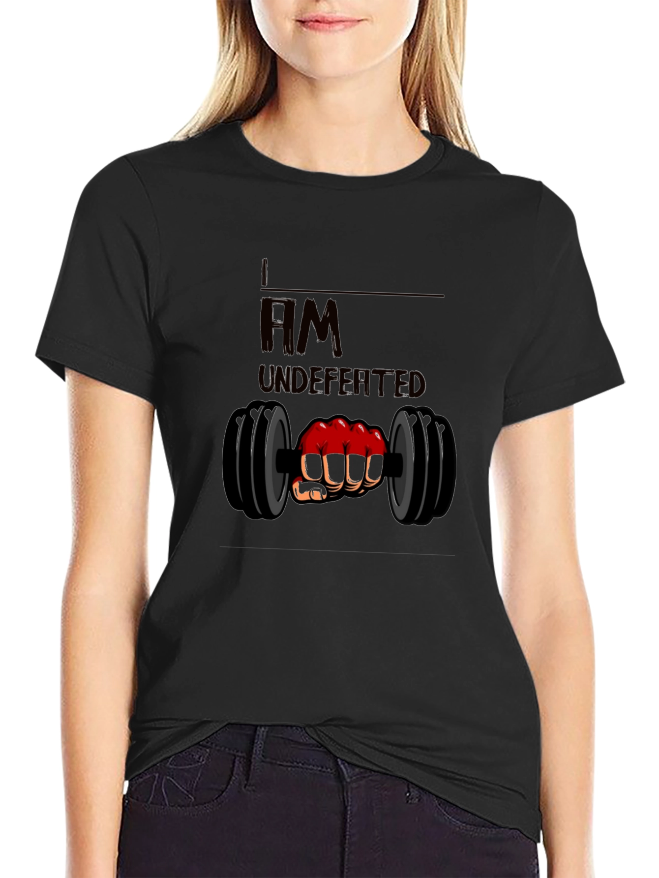 I am Undefeated Graphic Tee - Black Cotton T-Shirt