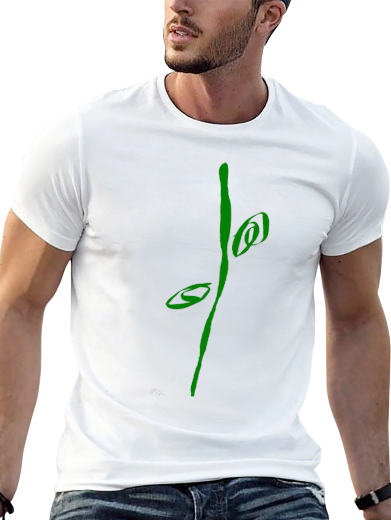 Abstract Green Graphic Black T-Shirt