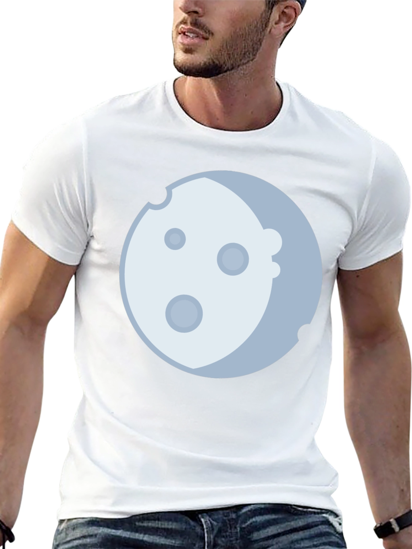 Lunar Graphic Tee - Black Cotton Blend Moon Design