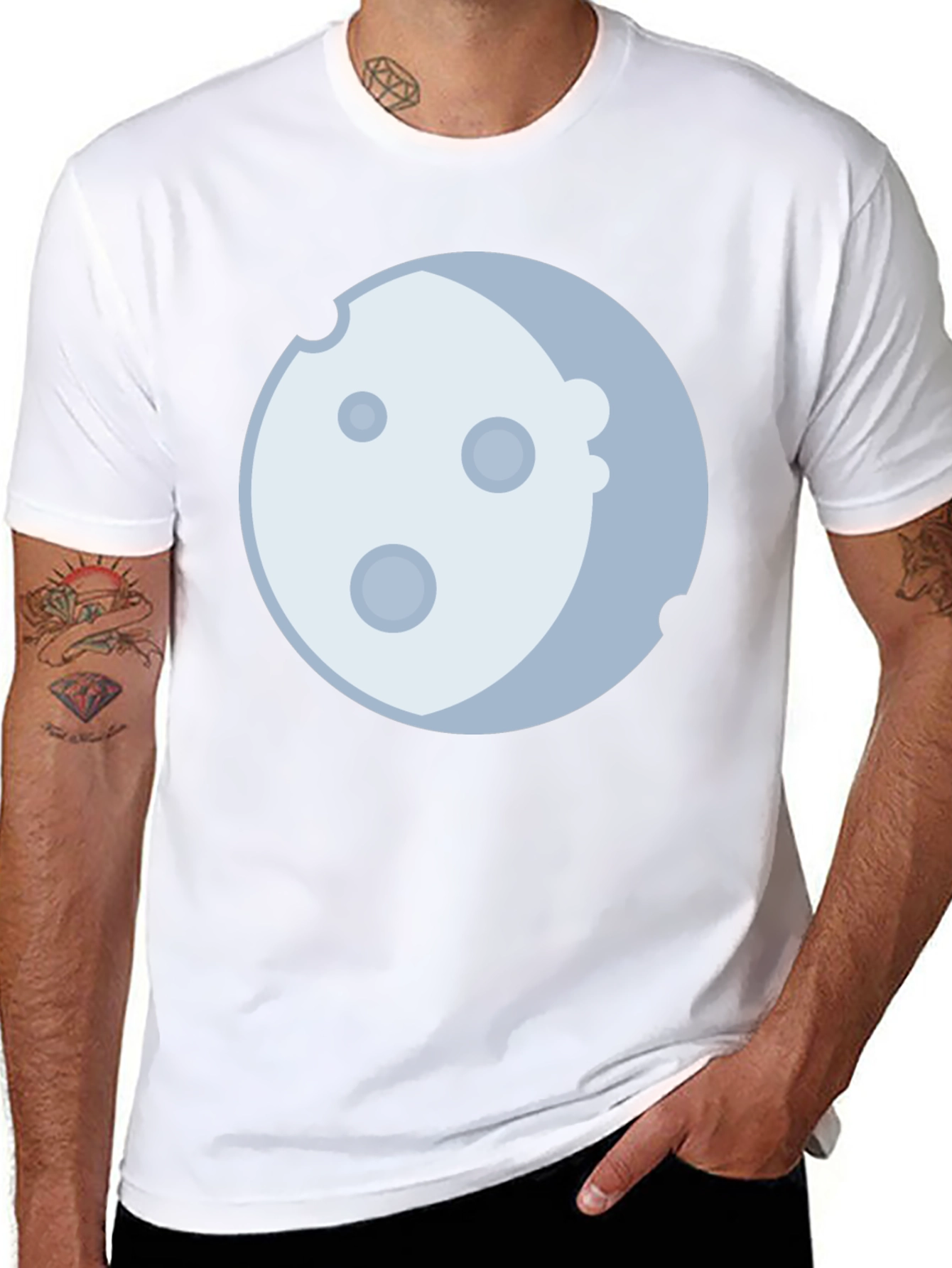 Lunar Graphic Tee - Black Cotton Blend Moon Design