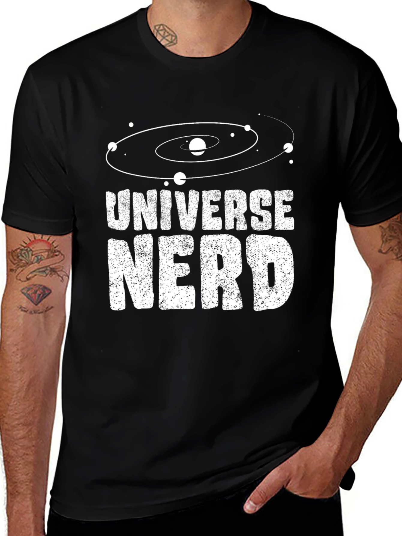Universe Nerd Graphic Tee - Black Cotton T-Shirt