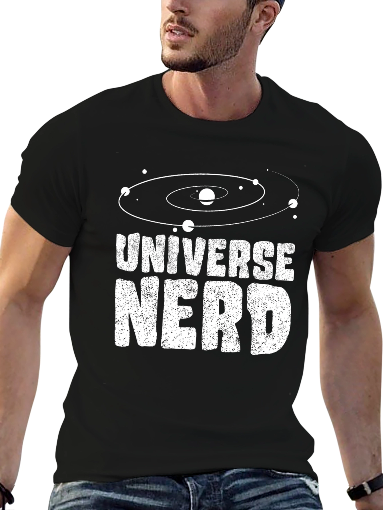 Universe Nerd Graphic Tee - Black Cotton T-Shirt