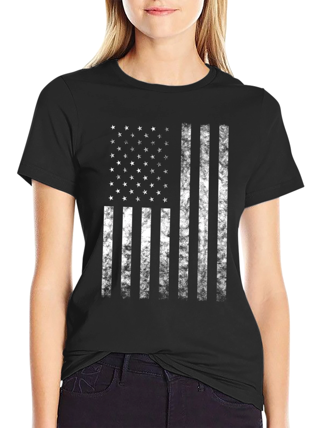 American Flag Distressed Graphic T-Shirt
