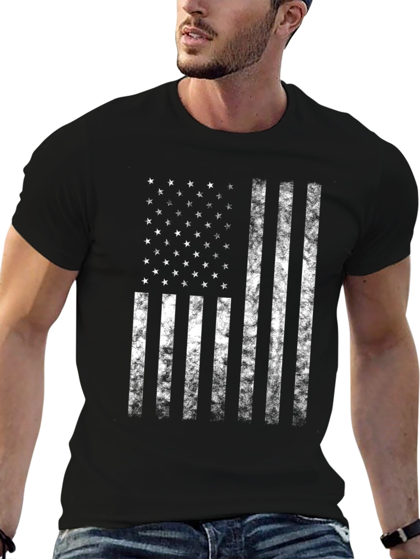 American Flag Distressed Graphic T-Shirt
