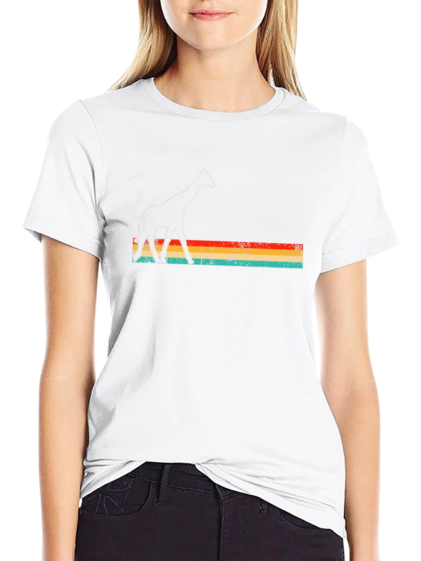 Retro Giraffe Graphic T-Shirt - Unisex Black Tee
