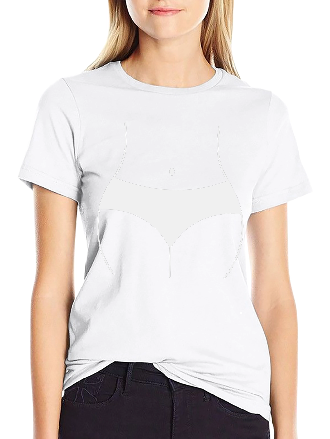 Humorous Body Outline T-Shirt - Black