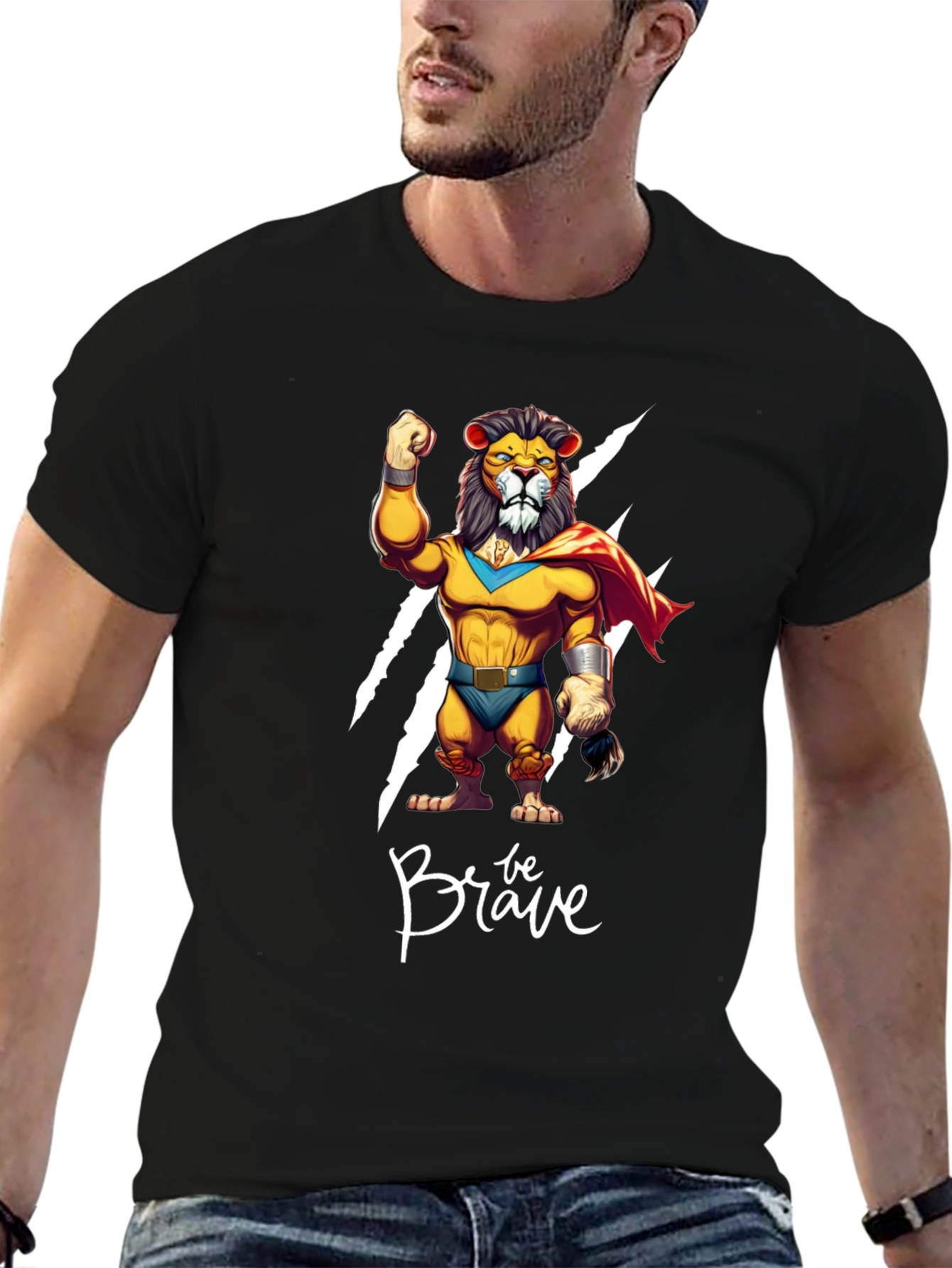 Be Brave Lion Graphic Tee - Black Casual Shirt