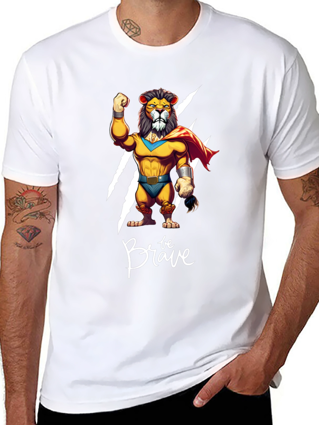 Be Brave Lion Graphic Tee - Black Casual Shirt
