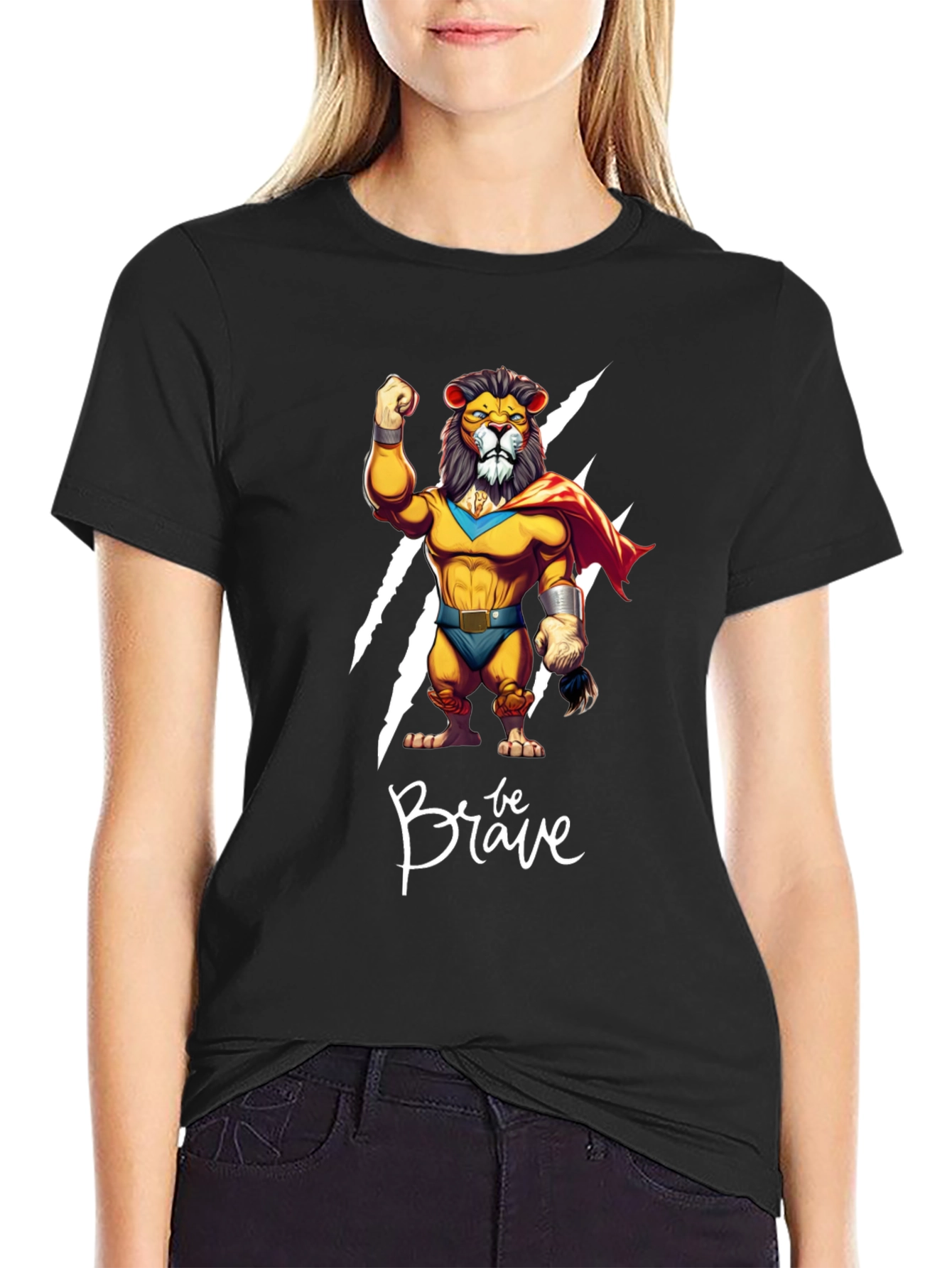 Be Brave Lion Graphic Tee - Black Casual Shirt