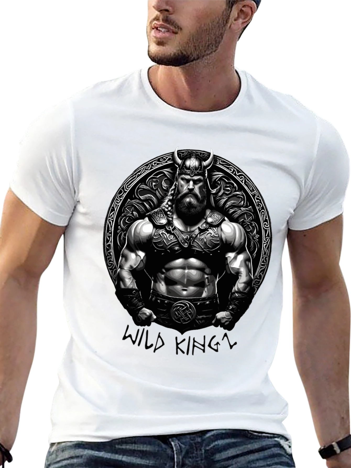 Wild King T-Shirt: Viking Warrior Design