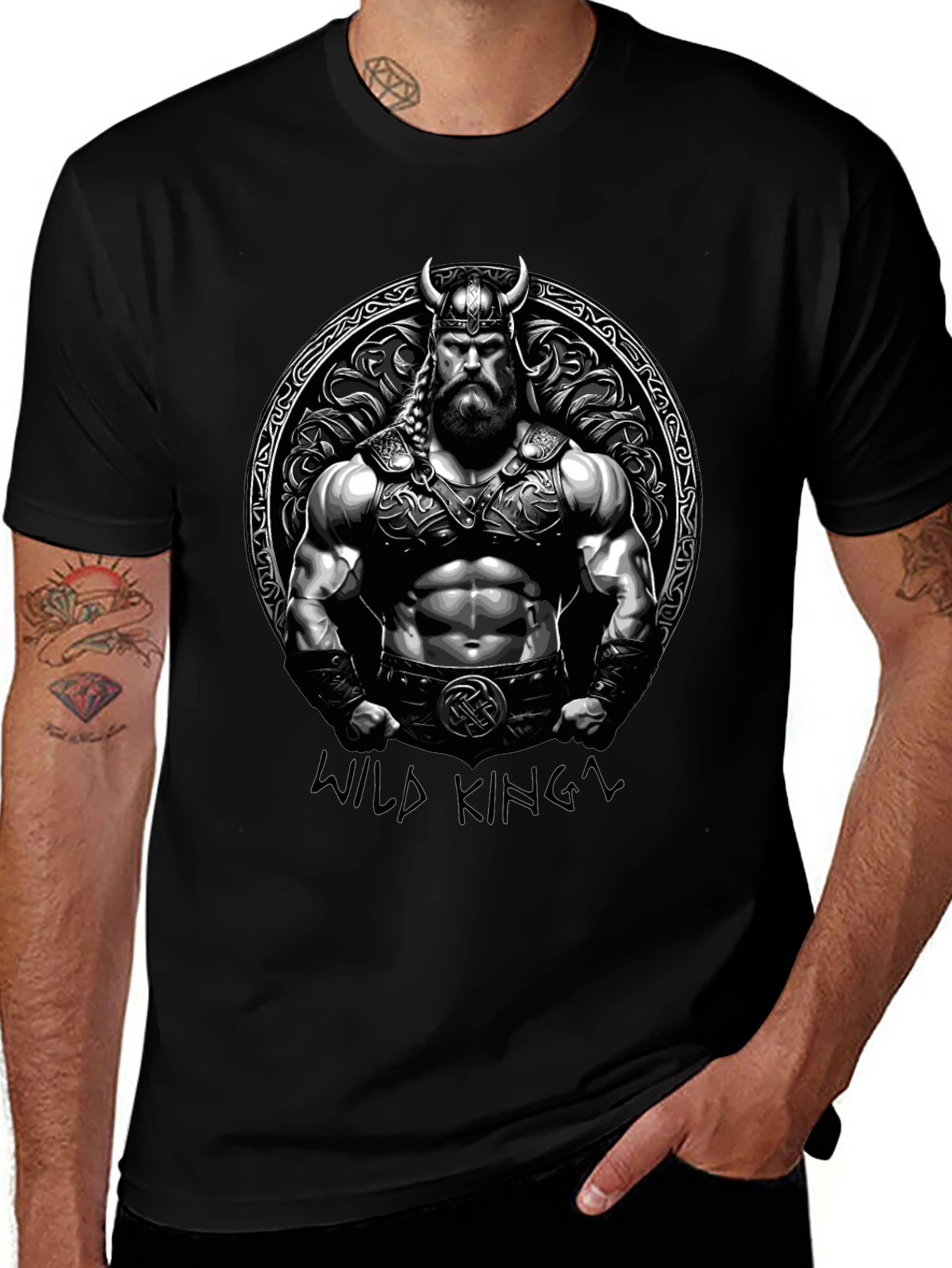 Wild King T-Shirt: Viking Warrior Design