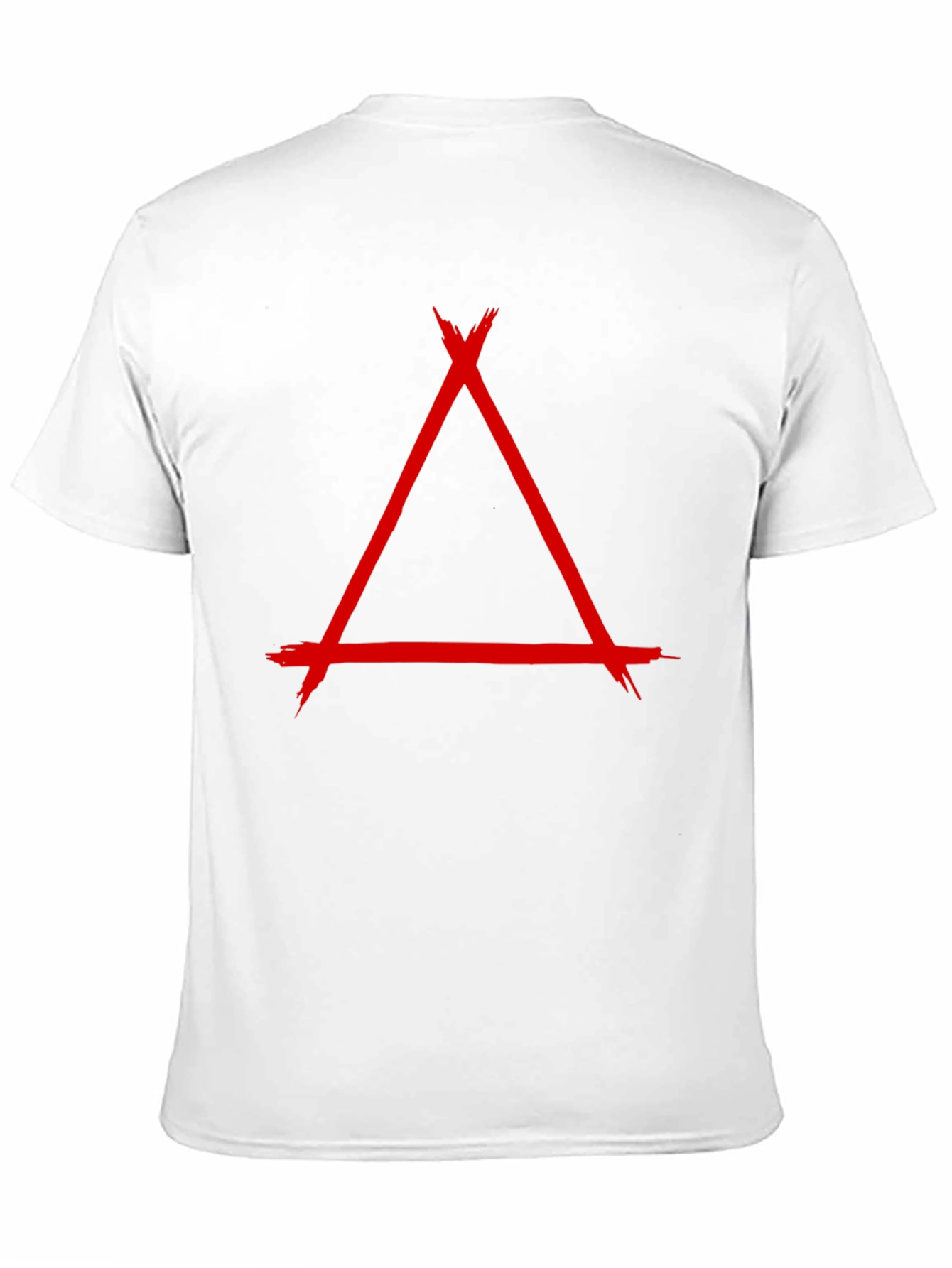 Geometric Red Triangle Graphic Print Black T-Shirt
