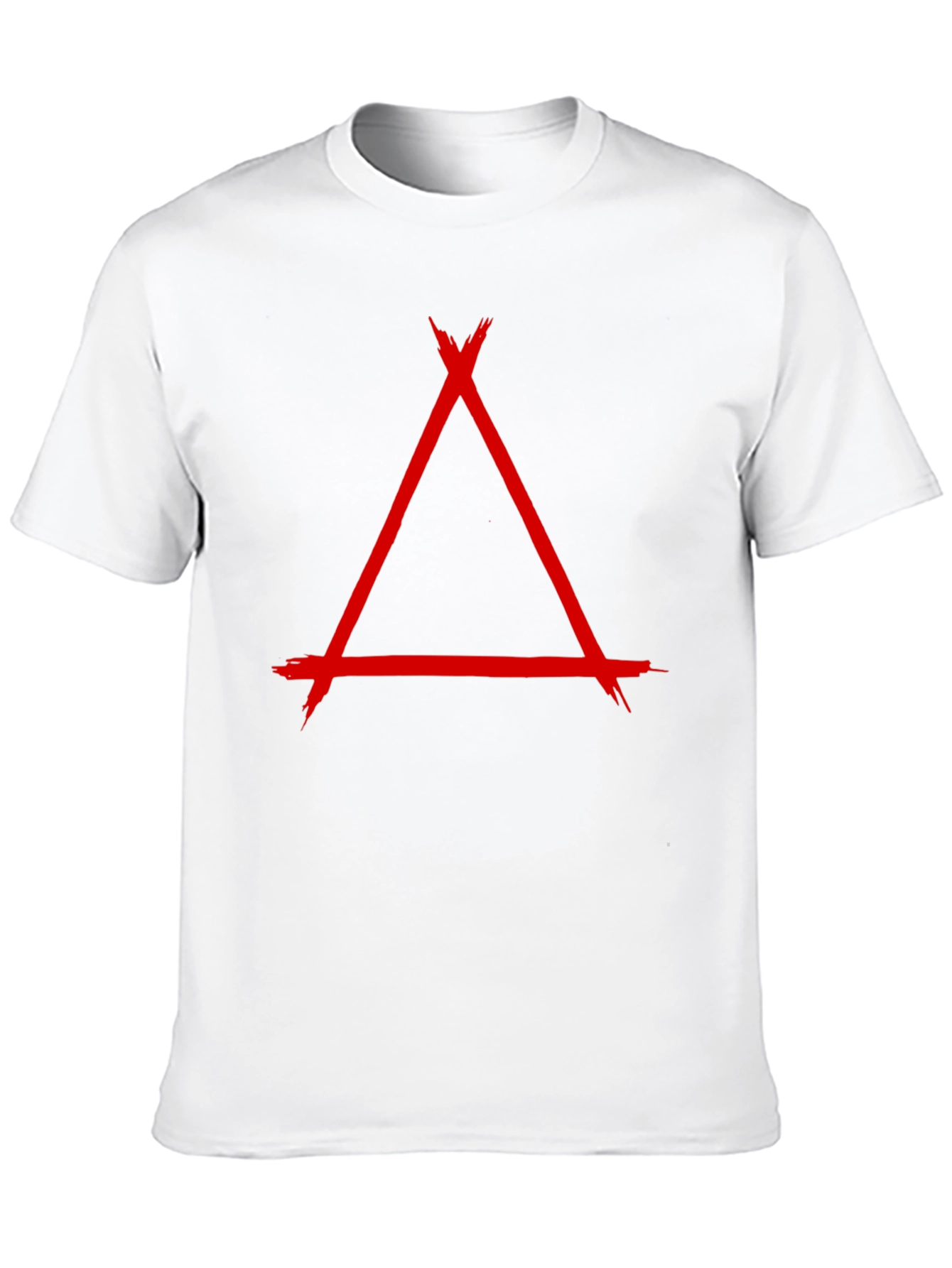 Geometric Red Triangle Graphic Print Black T-Shirt