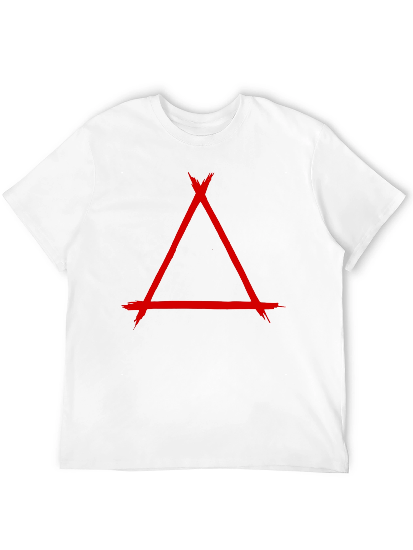 Geometric Red Triangle Graphic Print Black T-Shirt