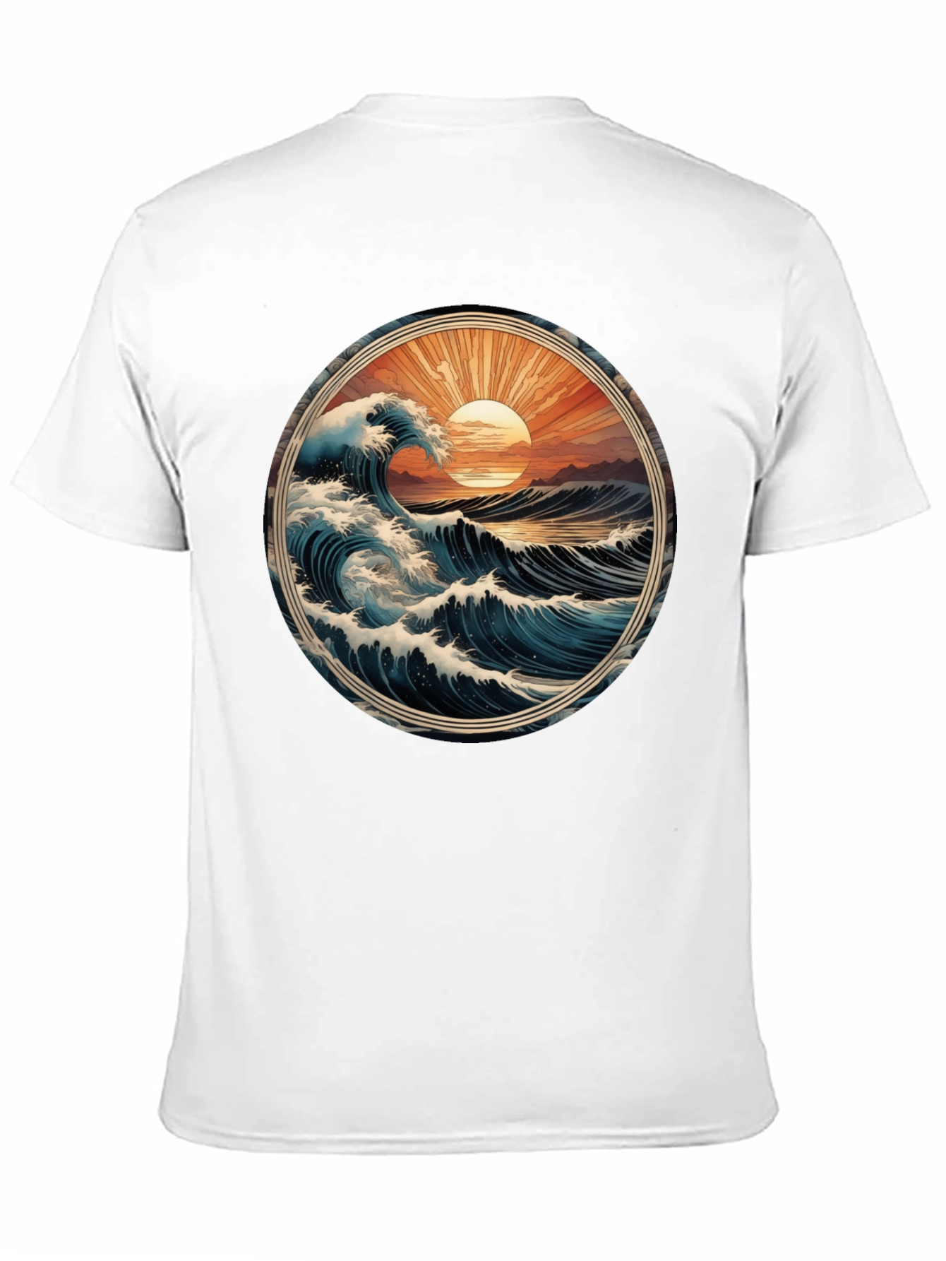 Ocean Wave Graphic Tee - Black Cotton Comfort