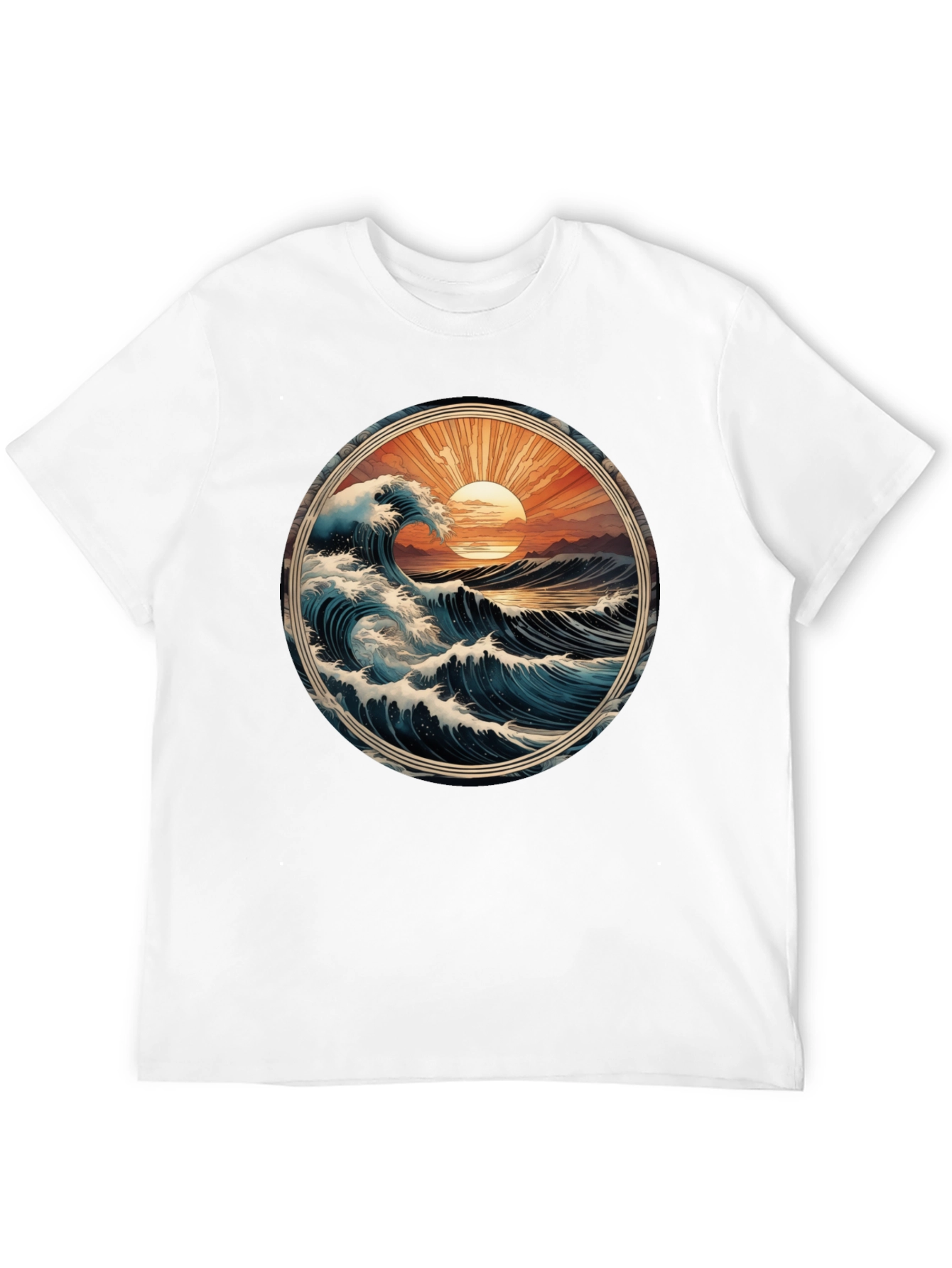 Ocean Wave Graphic Tee - Black Cotton Comfort