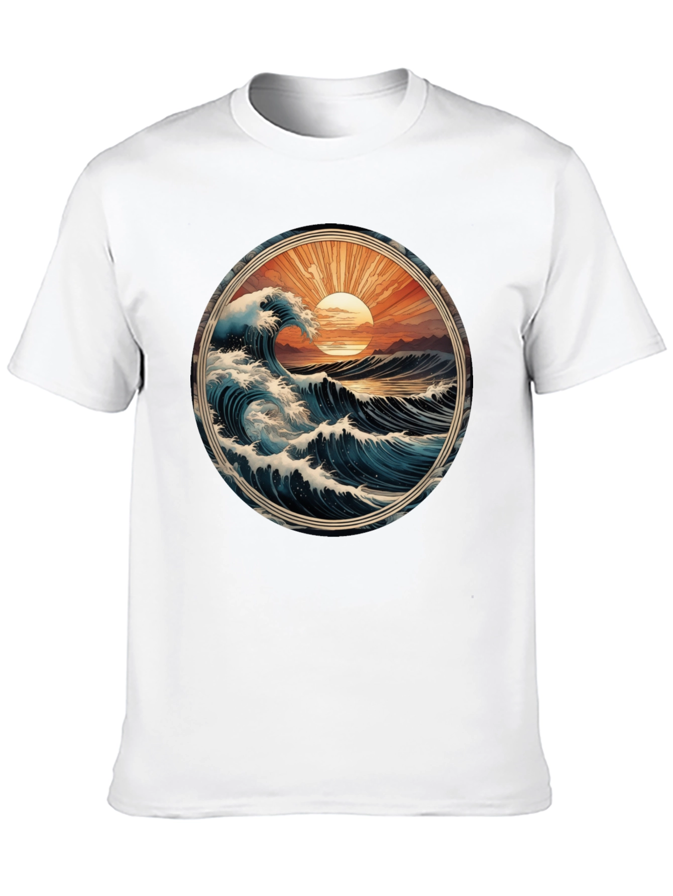 Ocean Wave Graphic Tee - Black Cotton Comfort