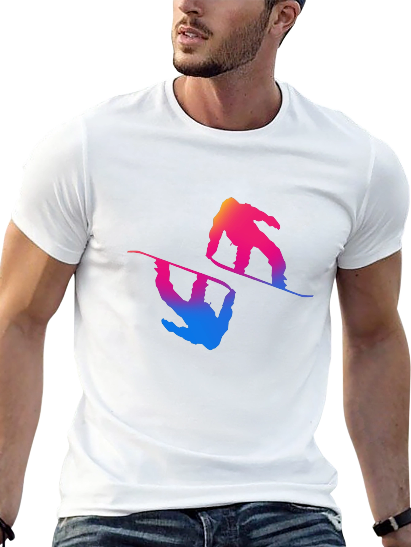 Snowboarder Graphic Tee - Cool Gradient Design